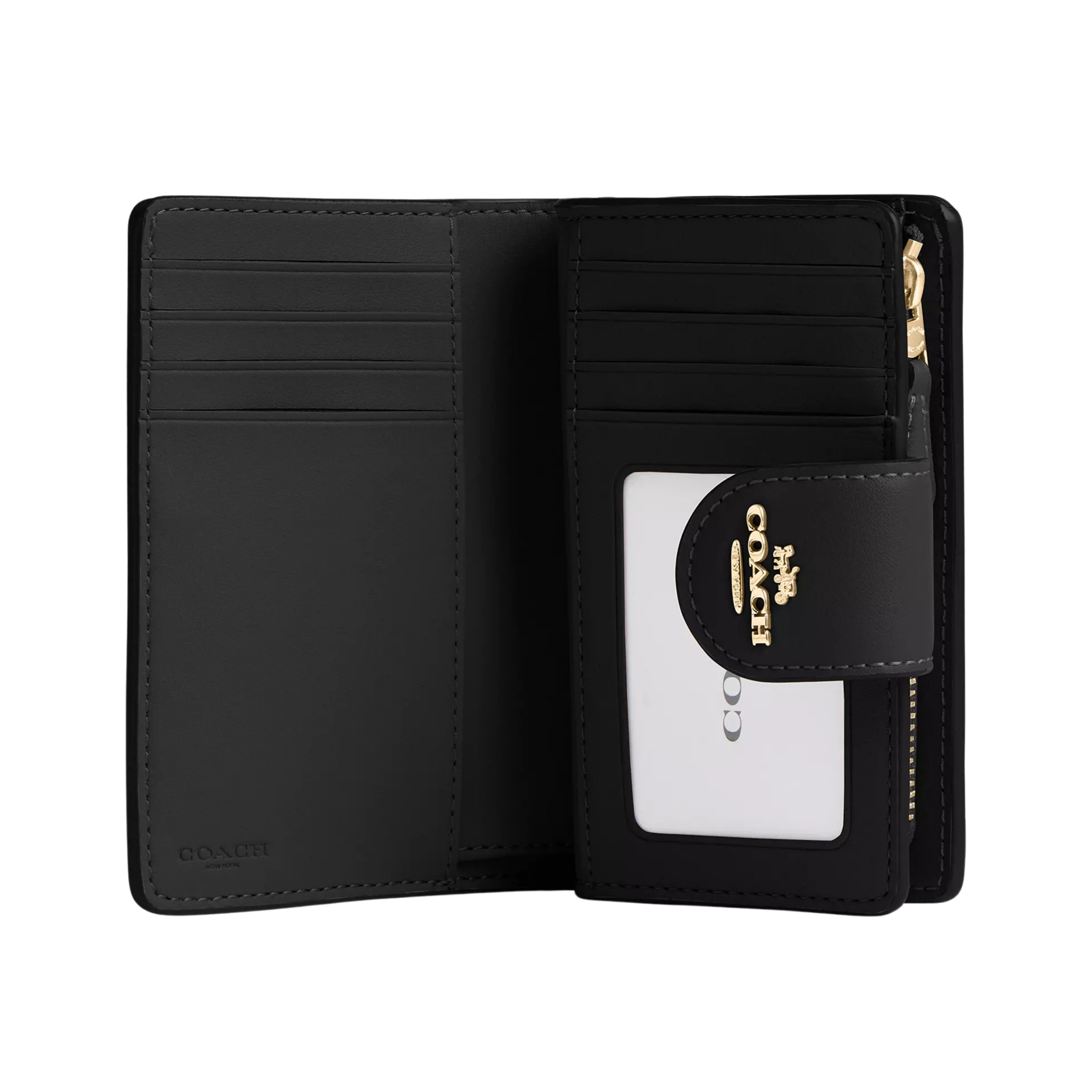 Coach Women Medium Corner Zip Wallet - Gold Walnut Black