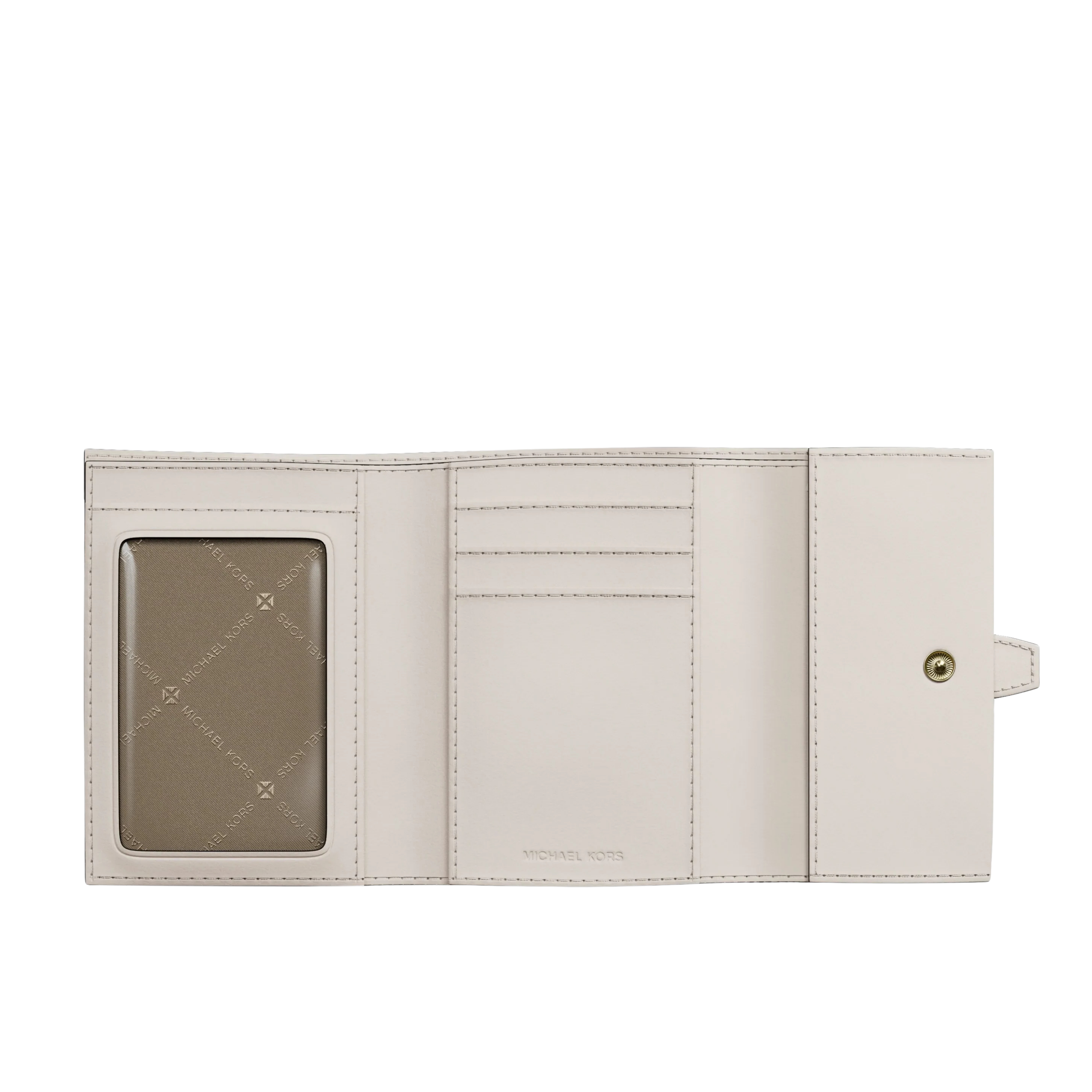 Michael Kors Women Greenwich Medium Leather Trifold Wallet - Lt Cream