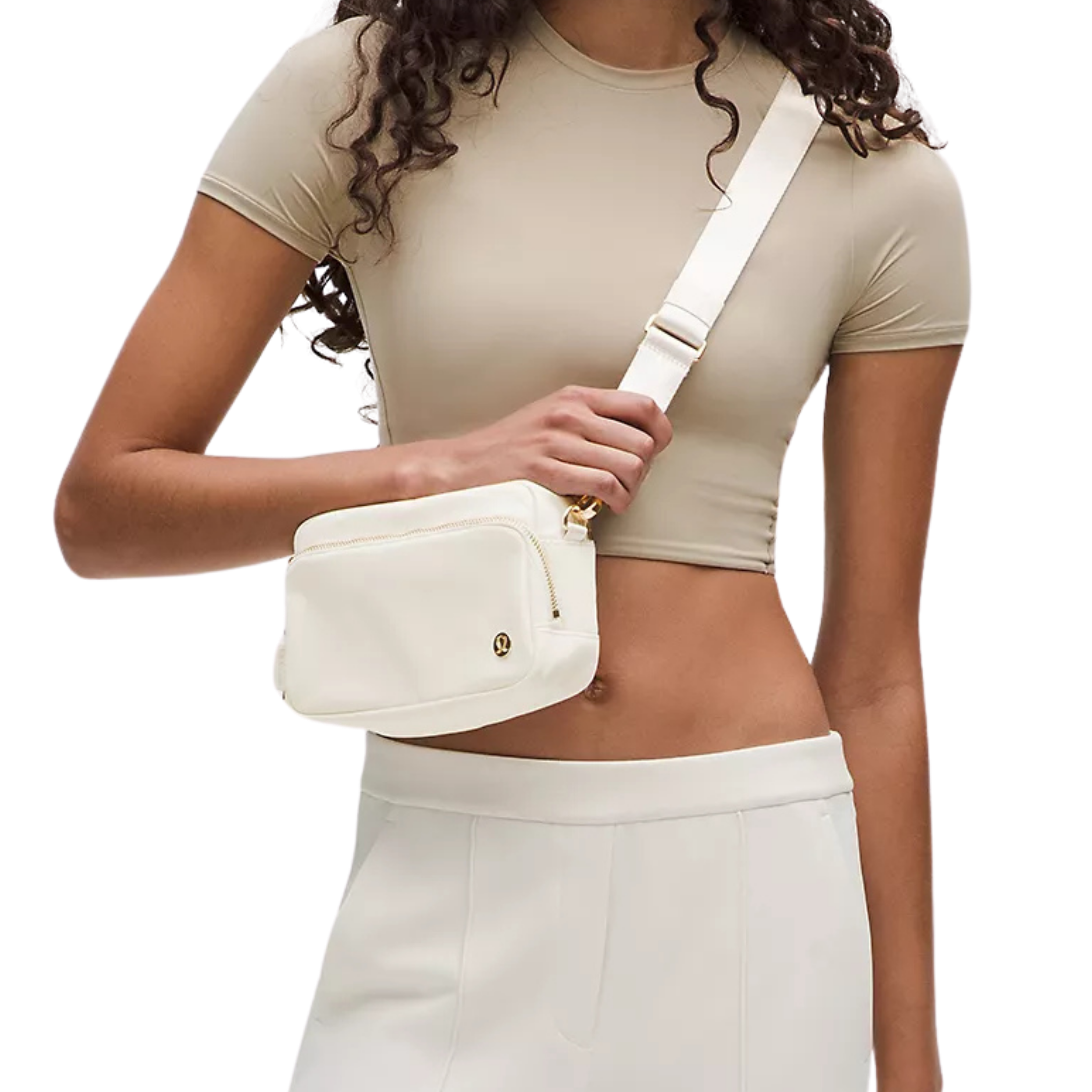 Lululemon Everywhere Crossbody Bag 2L Metal Hardware - Light Ivory Gold