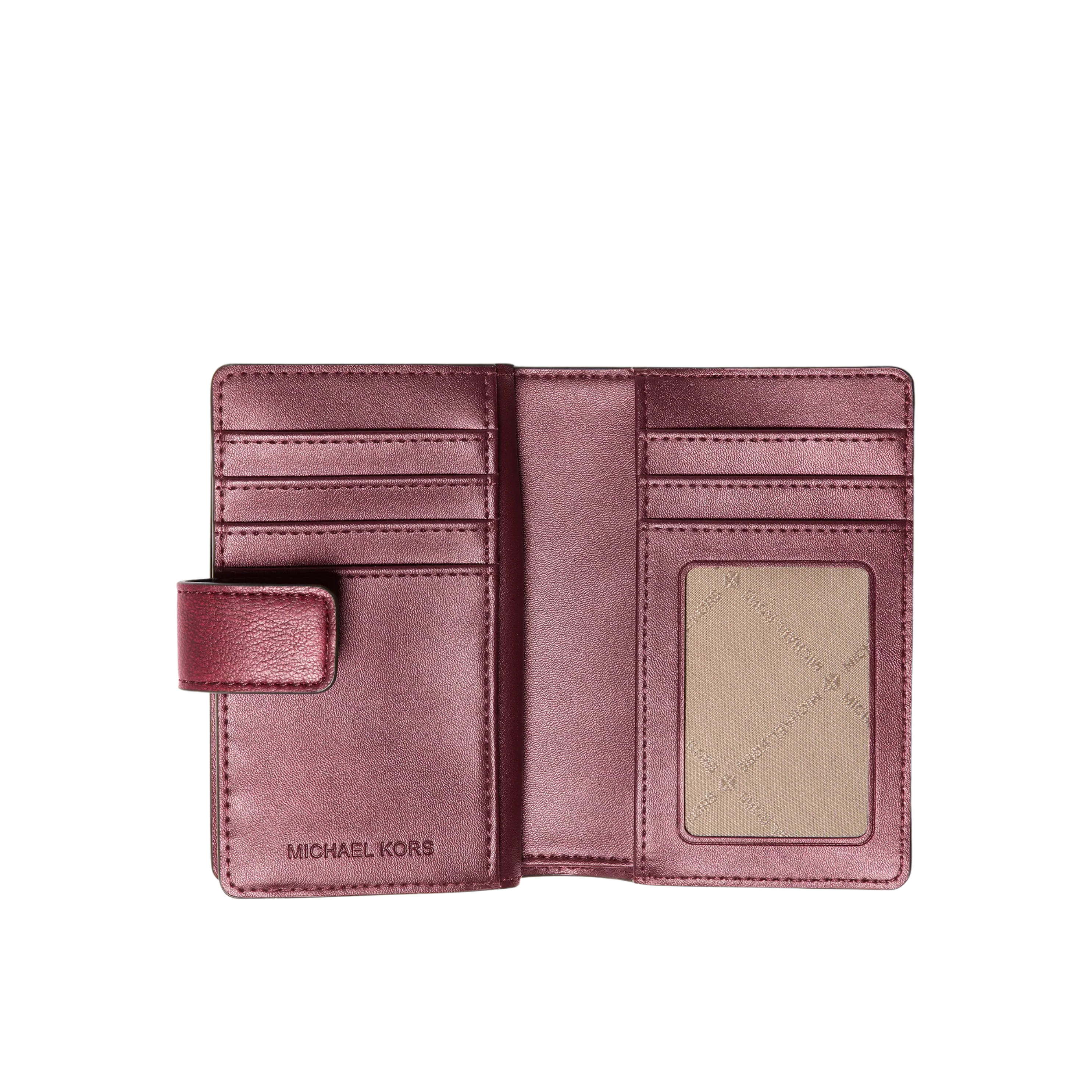 Michael Kors Women Jet Set Travel Medium Logo Embossed Wallet - Maroon