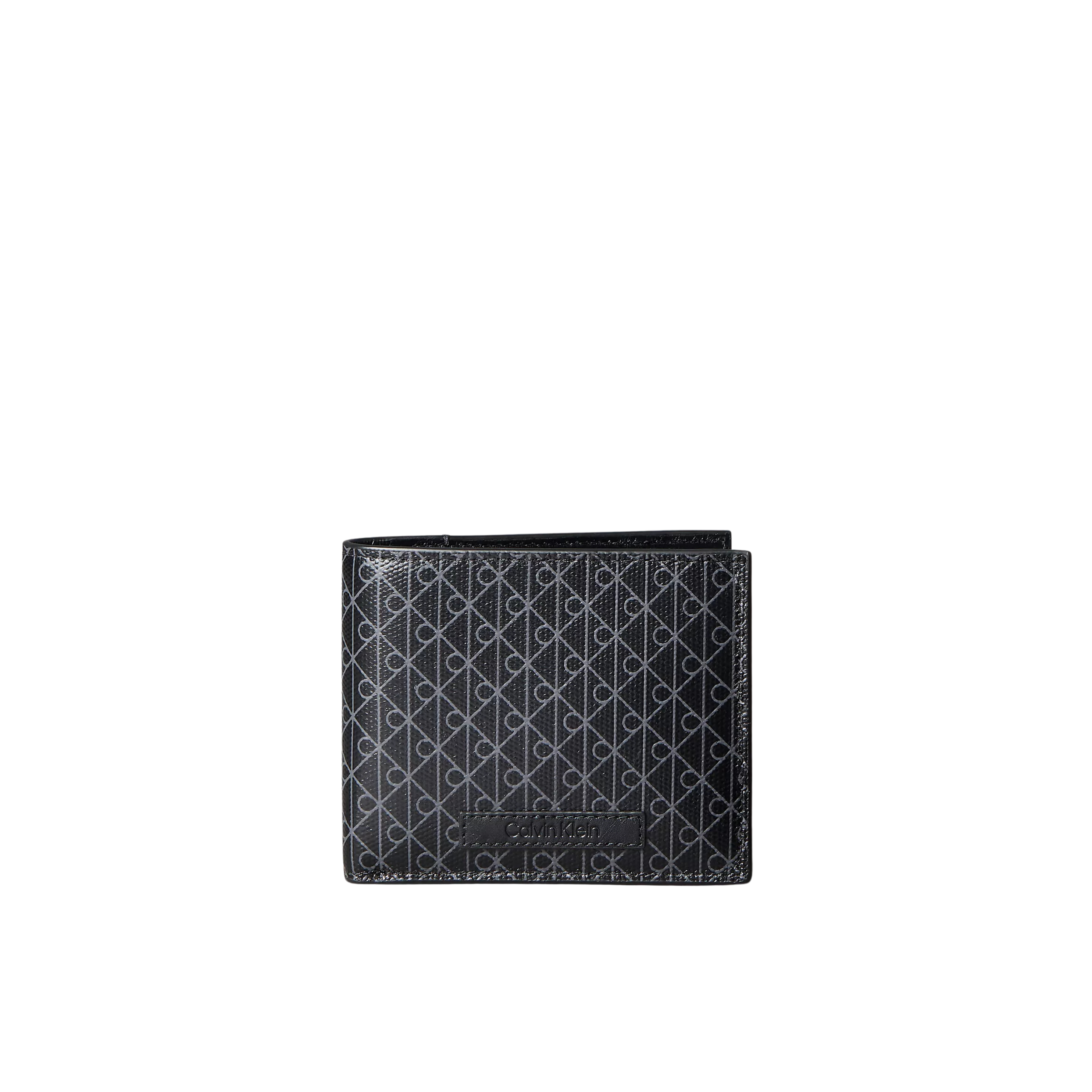Calvin Klein Men Allover Emblem Logo Bifold Wallet with Coin Pouch - Black