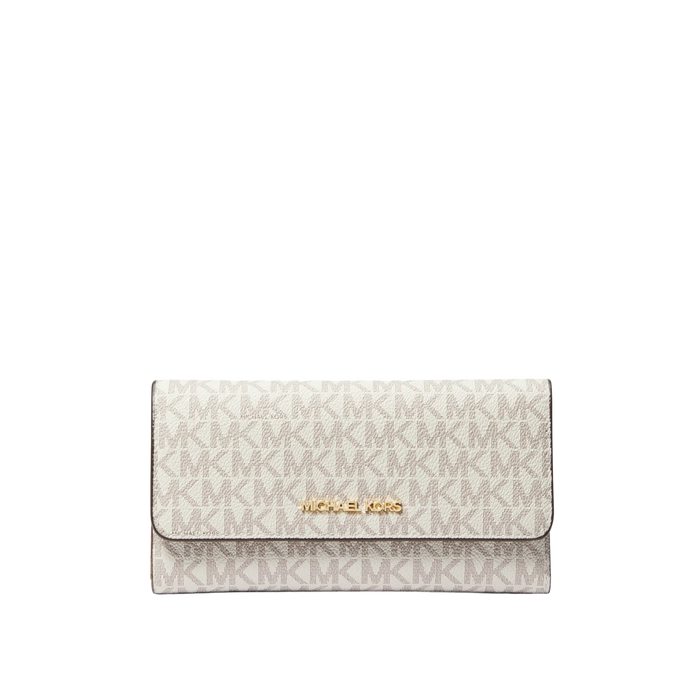 Michael Kors Women Jet Set Large Logo Trifold Wallet - Vanilla