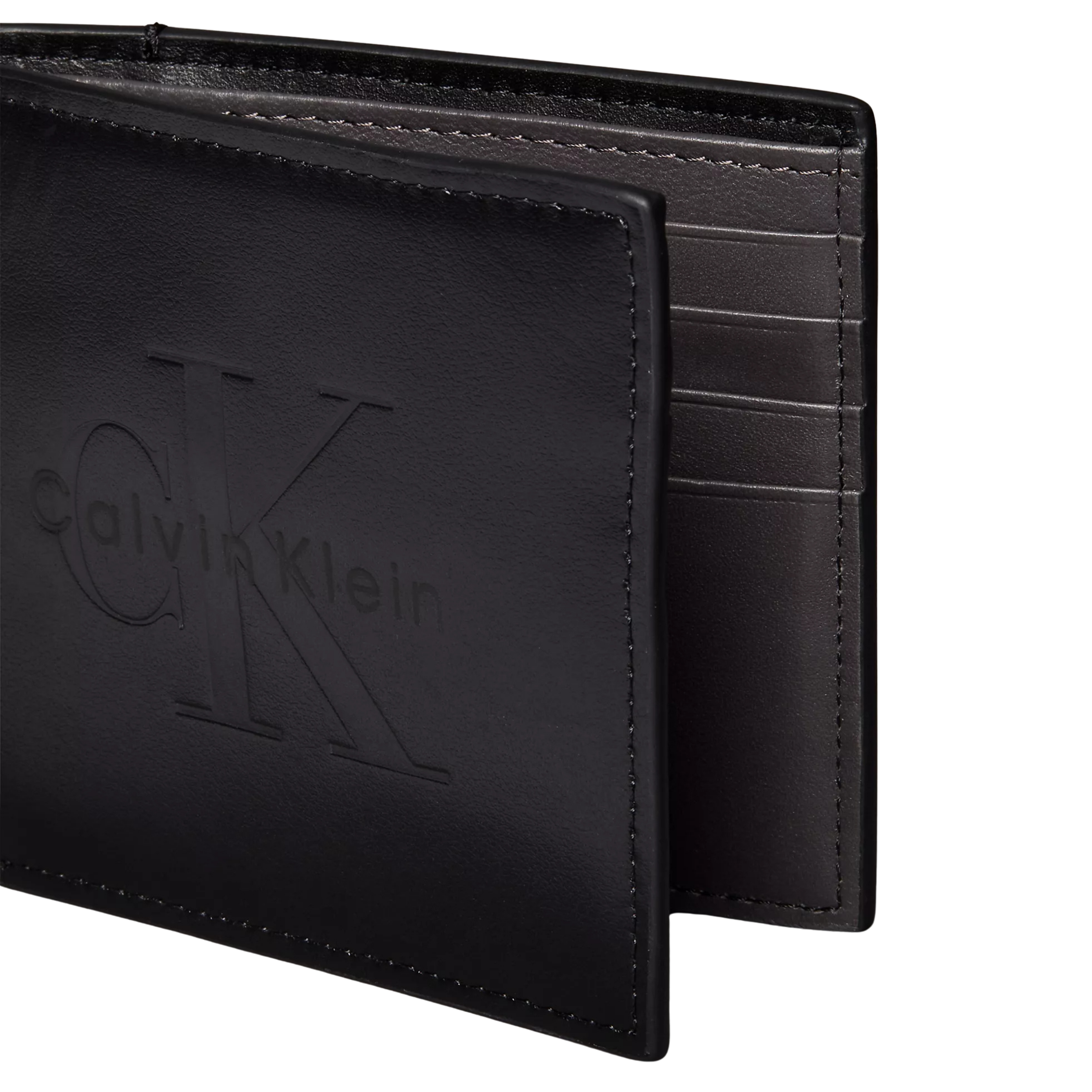 Calvin Klein Men Embossed Monologo Bifold Wallet - Black