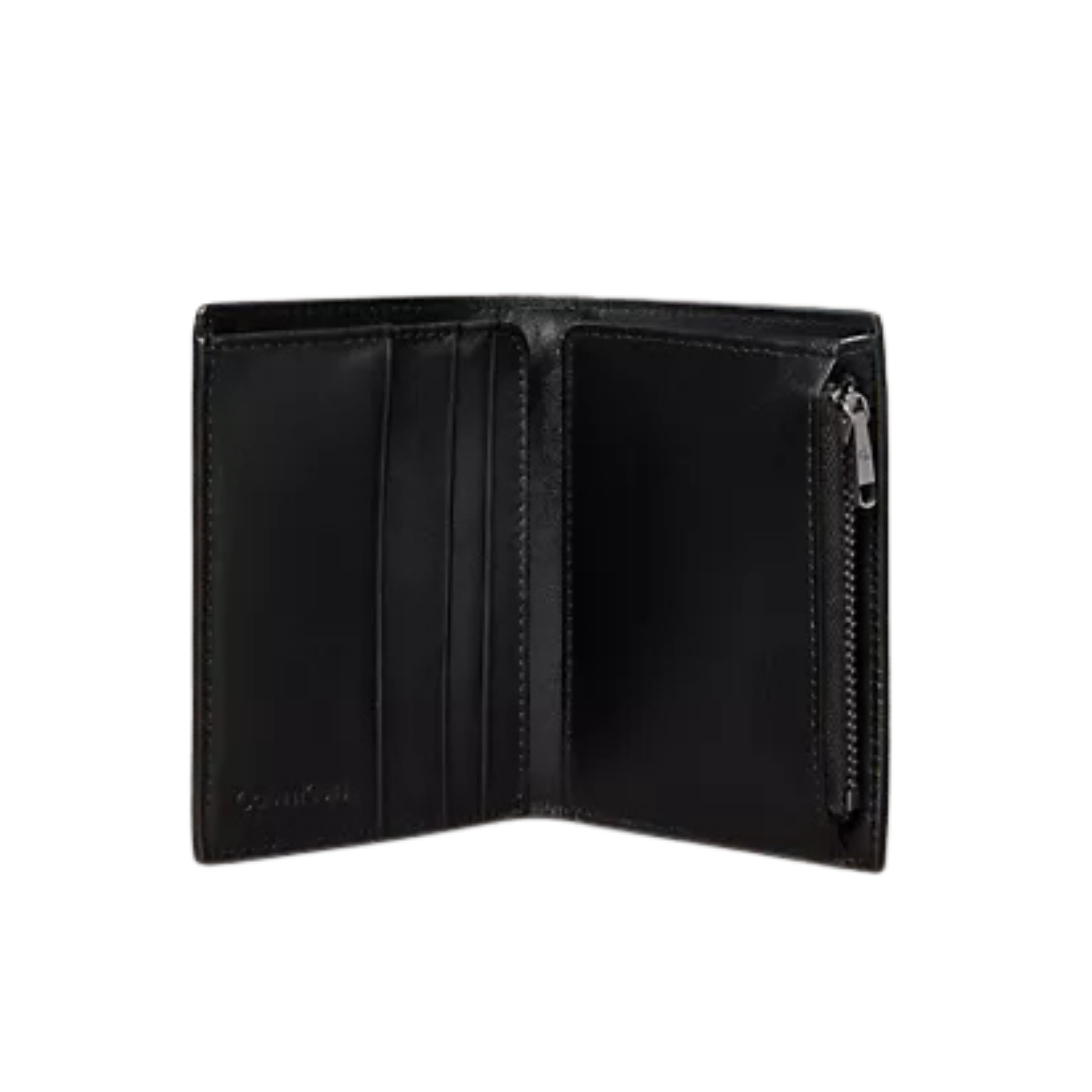 Calvin Klein Men Embossed Monogram Bifold Wallet with Coin Pouch - Black