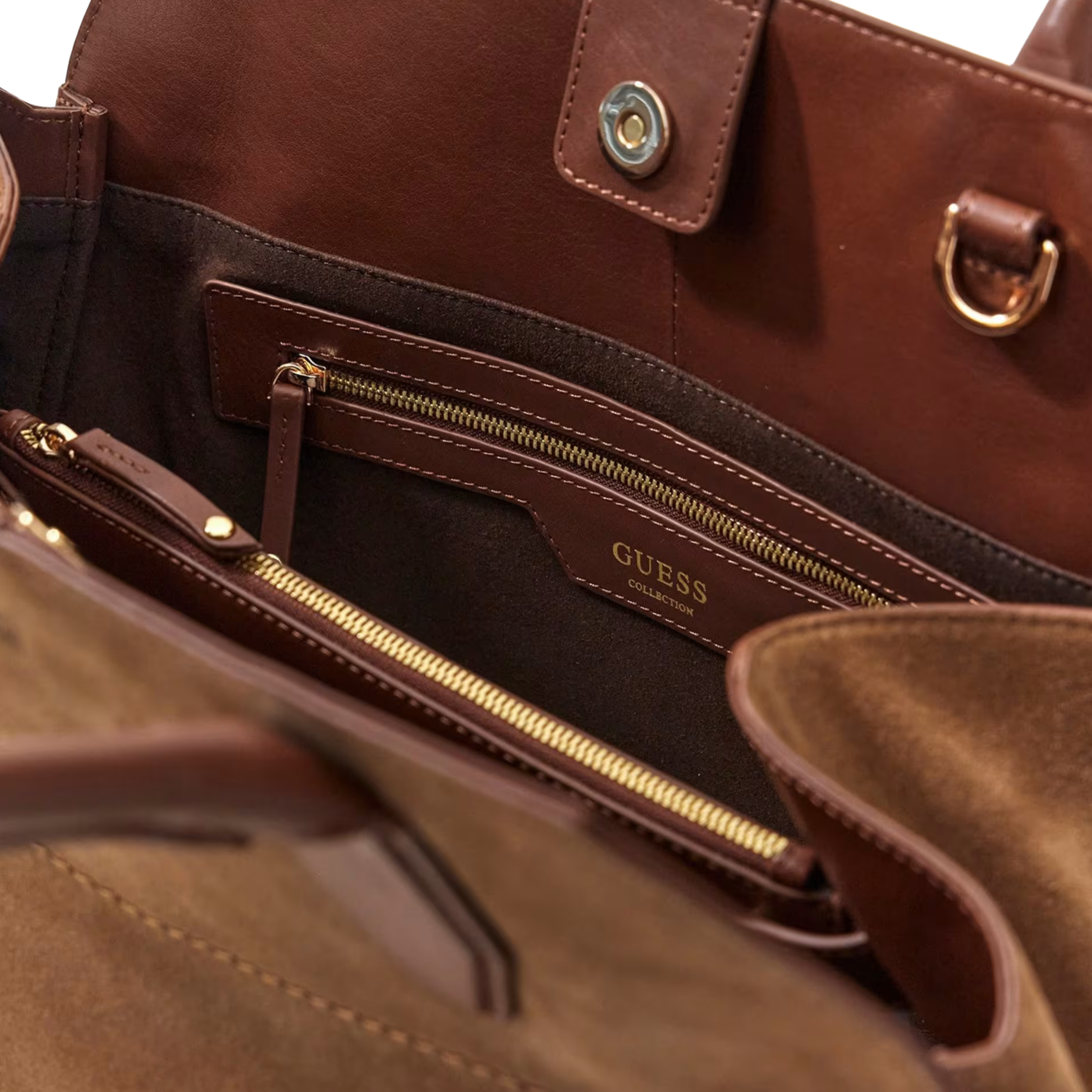 Guess Women Liza Genuine Leather Handbag - Chocolate
