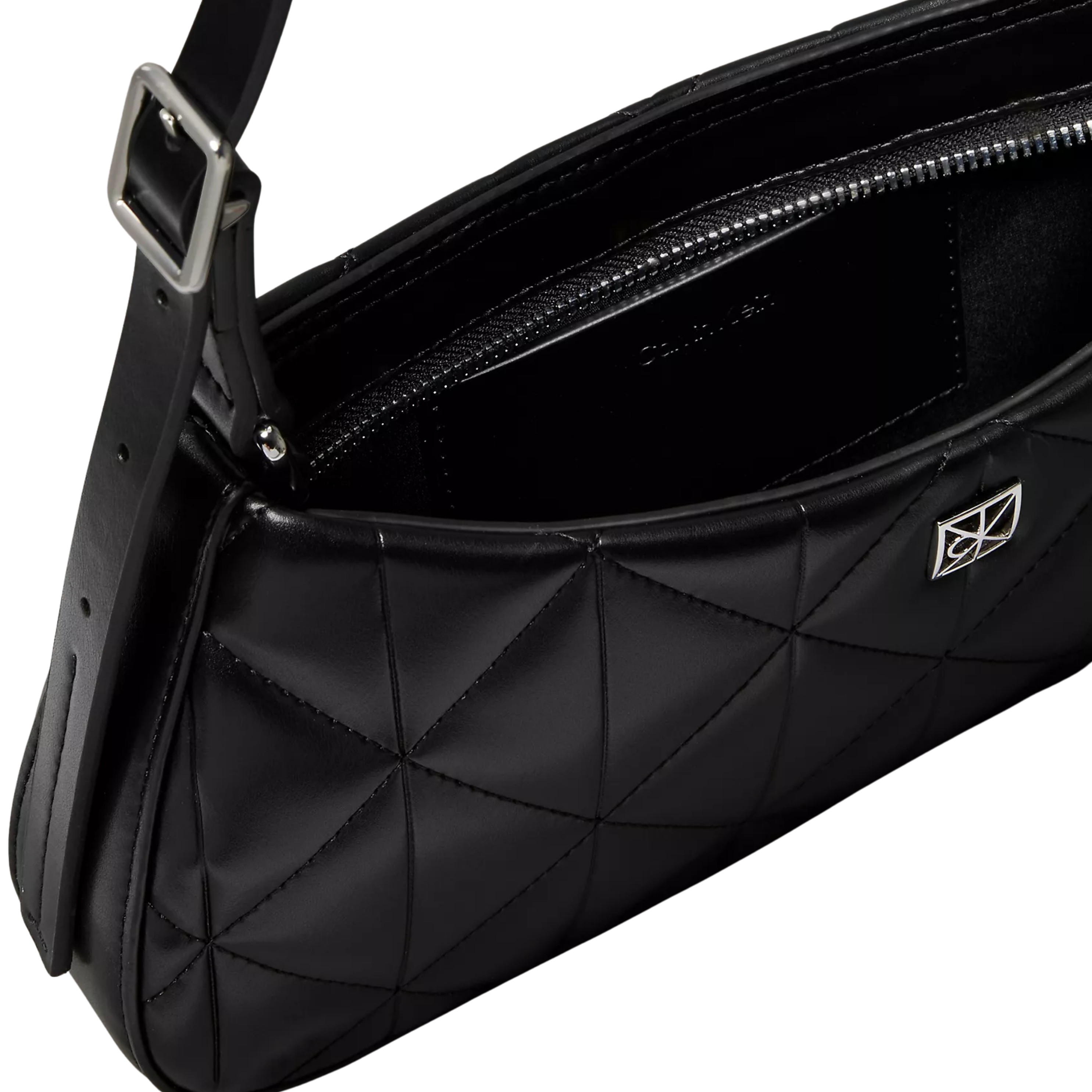 Calvin Klein Women Quilted Emblem Logo Small Shoulder Bag - Black