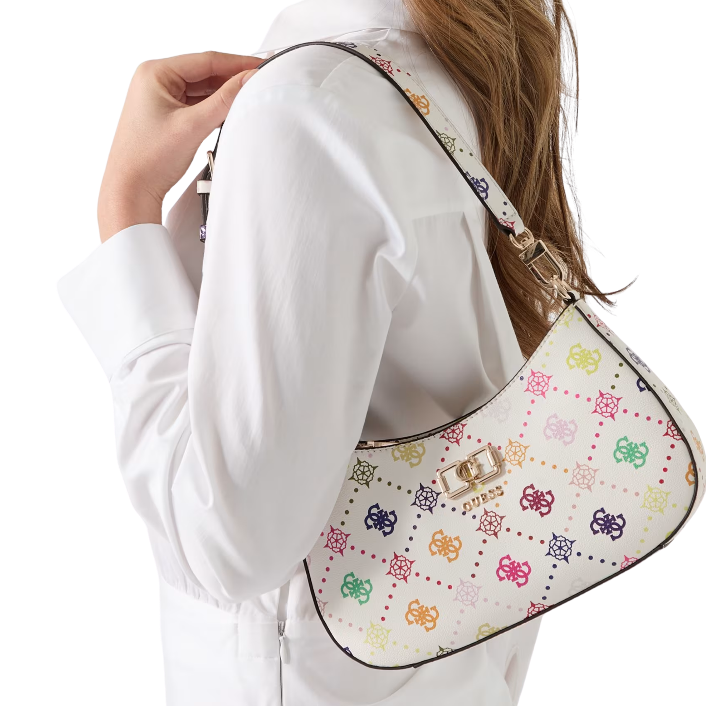 Guess Women Emelie Logo Shoulder Bag - Multi Logo