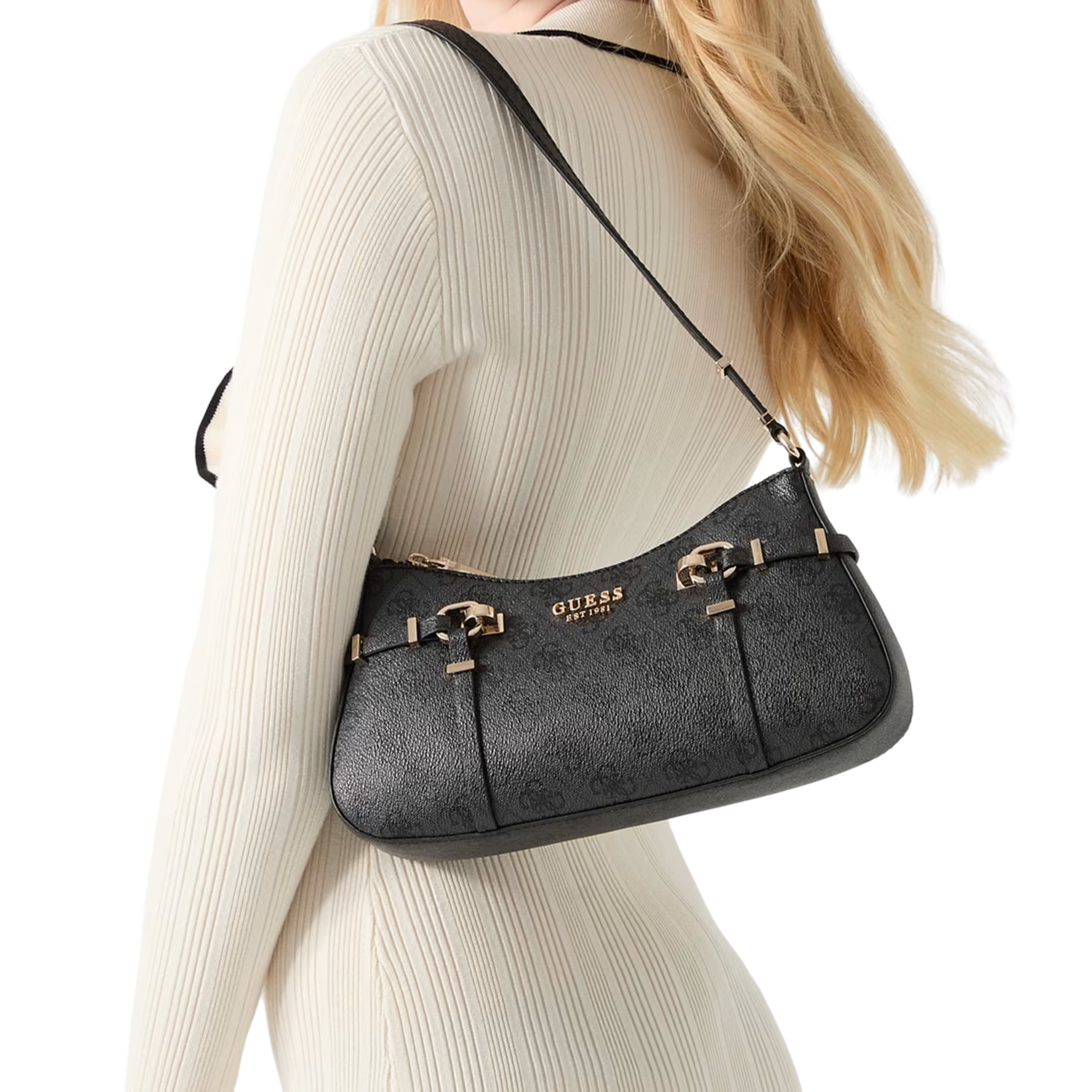 Guess Women Leona Logo Shoulder Bag - Cloud Wash