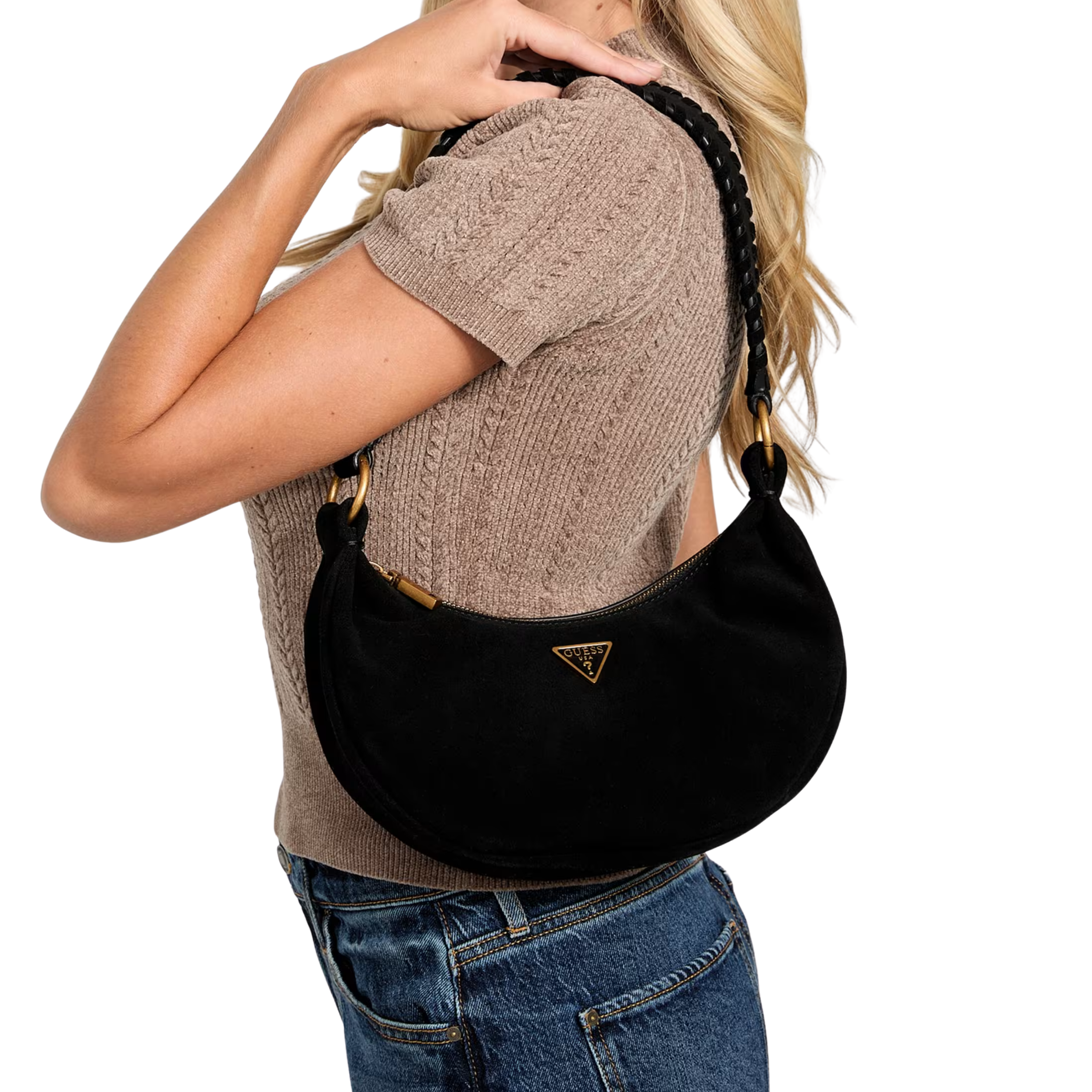Guess Women Amita Suede Hobo Bag - Black