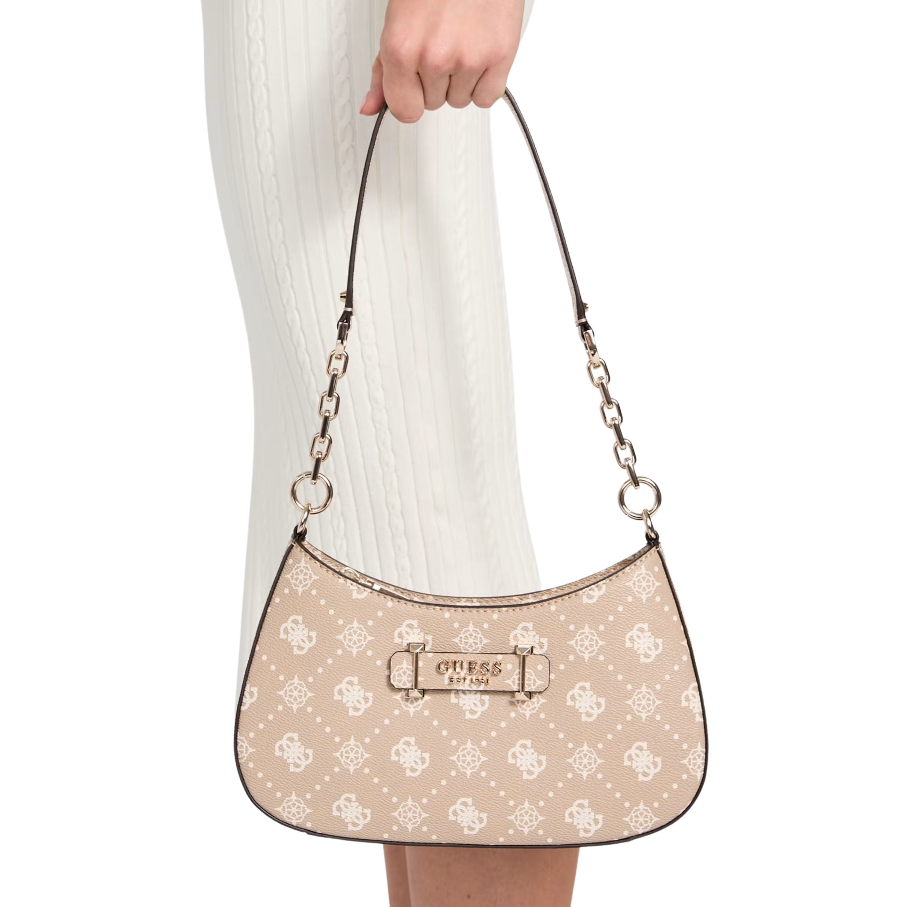Guess Women Carrie Quattro G Shoulder Bag - Beige