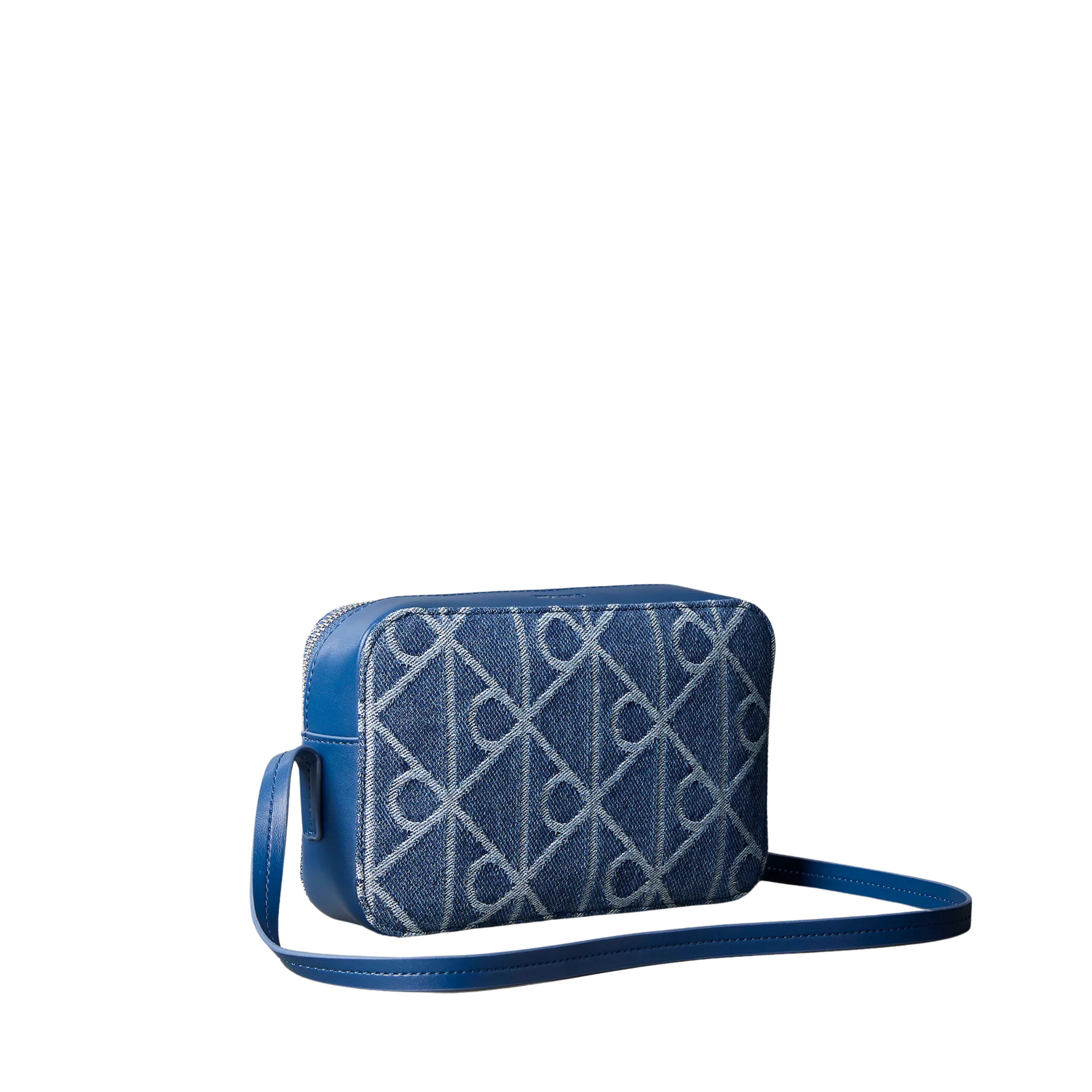 Calvin Klein Women Allover Emblem Logo Denim Camera Bag - Denim Medium Wash