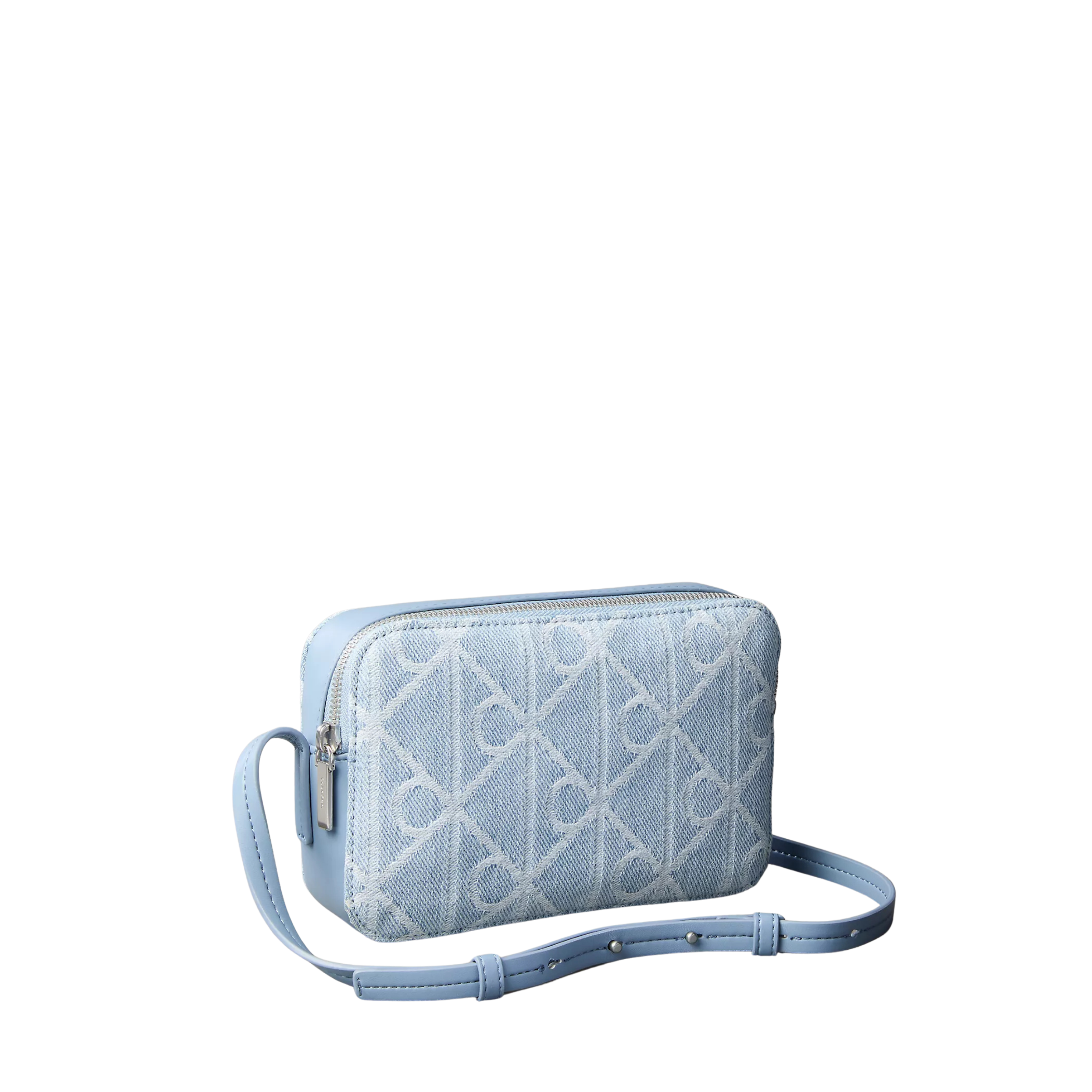 Calvin Klein Women Allover Emblem Logo Denim Camera Bag - Denim Light Wash