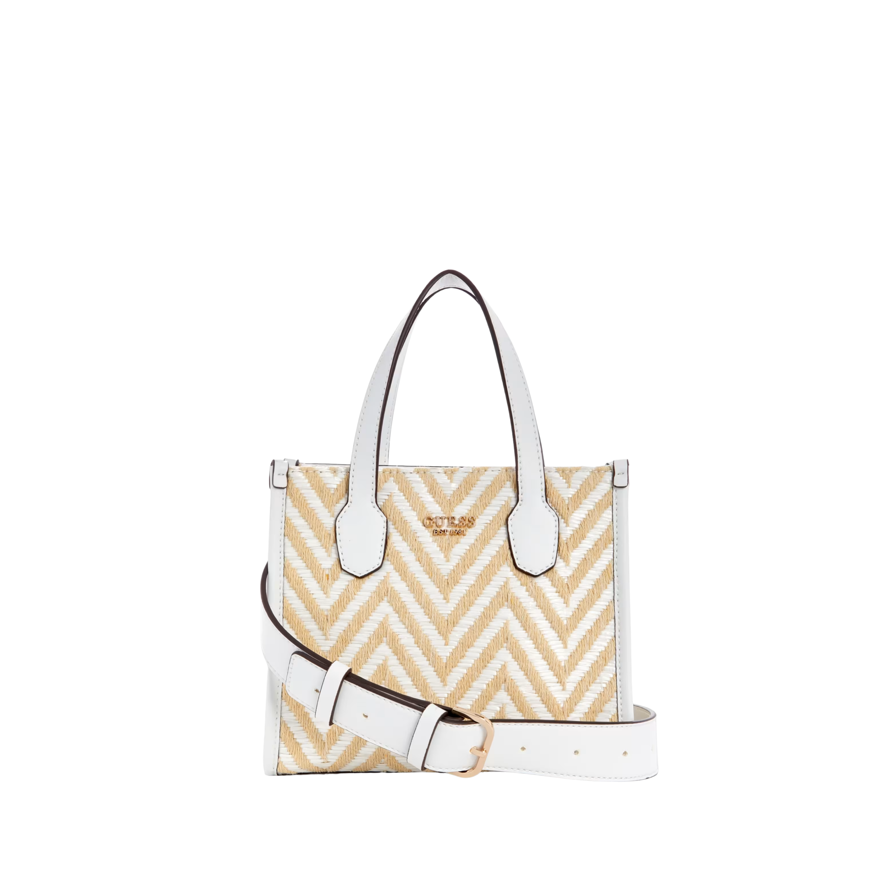 Guess Women Silvana Chevron Mini Tote - White Multi