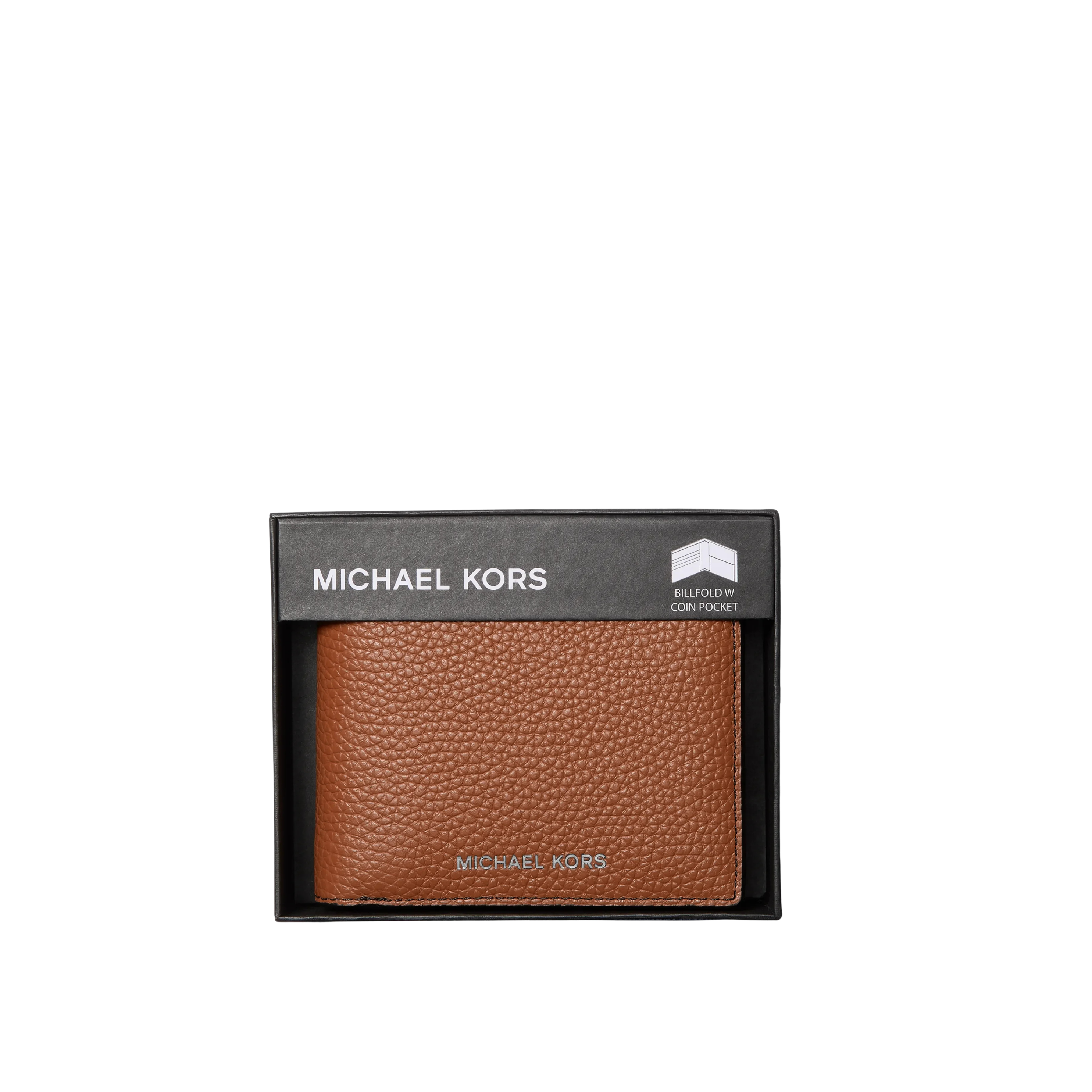 Michael Kors Men Cooper Pebbled Leather Billfold Wallet With Coin Pouch - Luggage