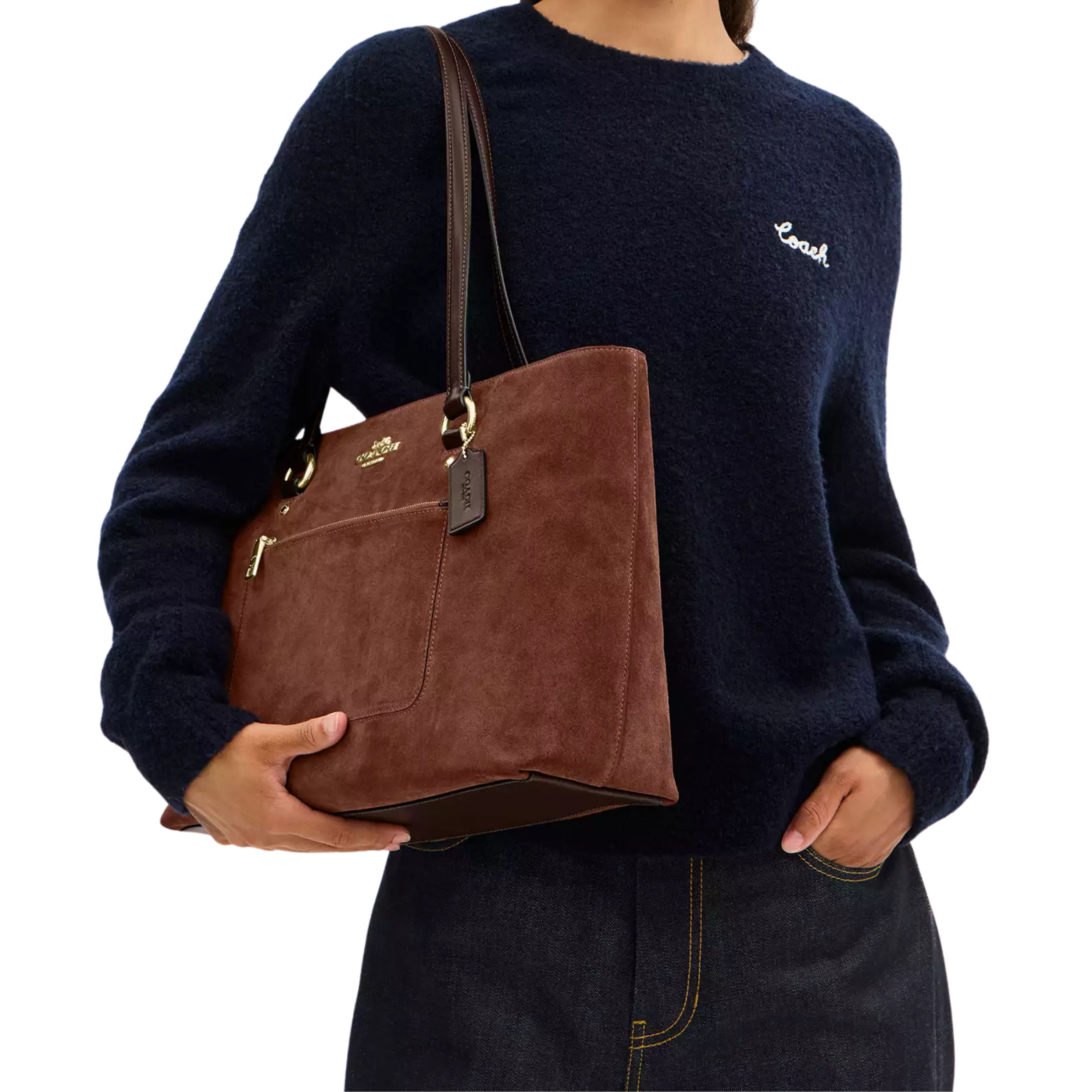 Coach Women Station Tote Bag - Suede Gold