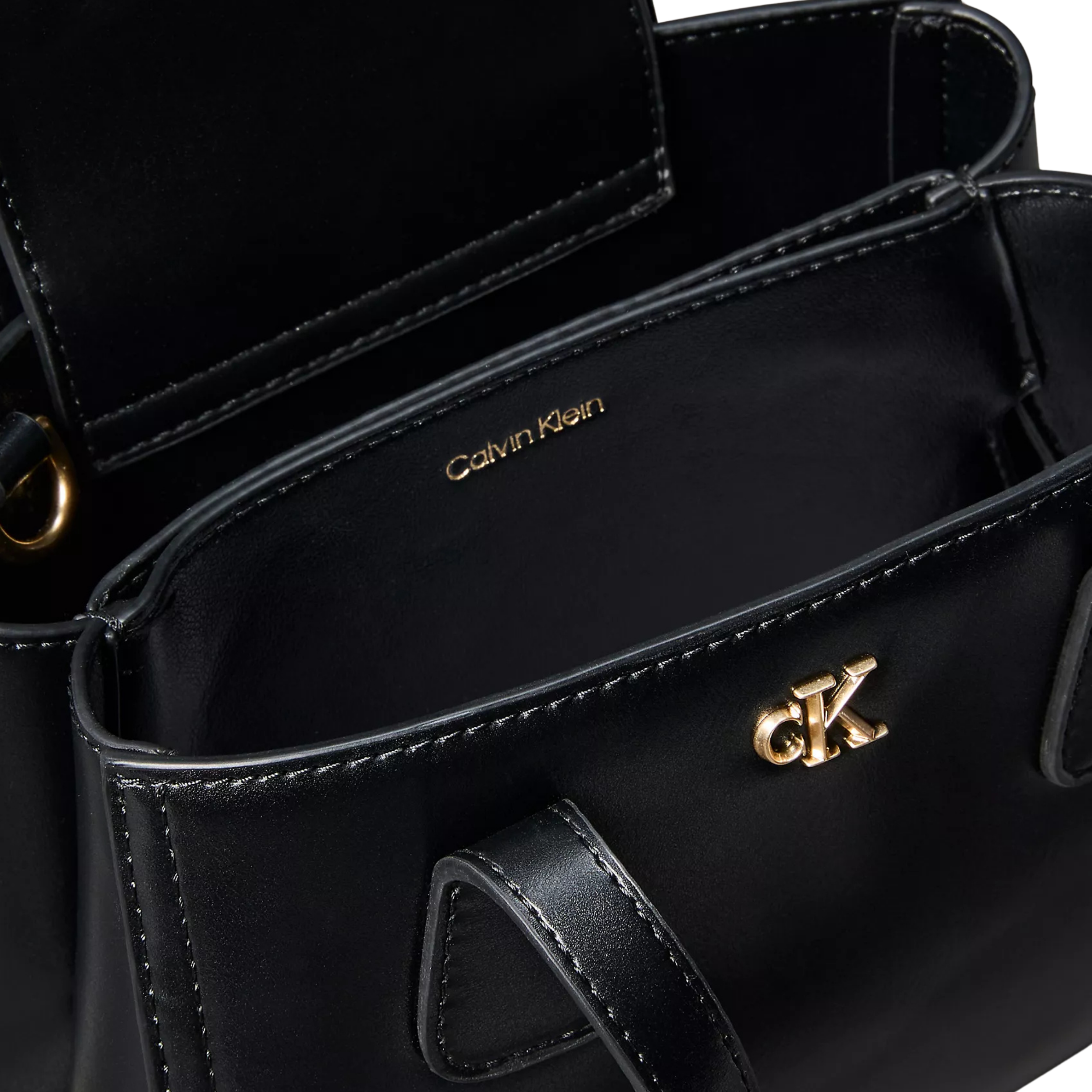 Calvin Klein Women Monogram Mini Tote Crossbody Bag - Black