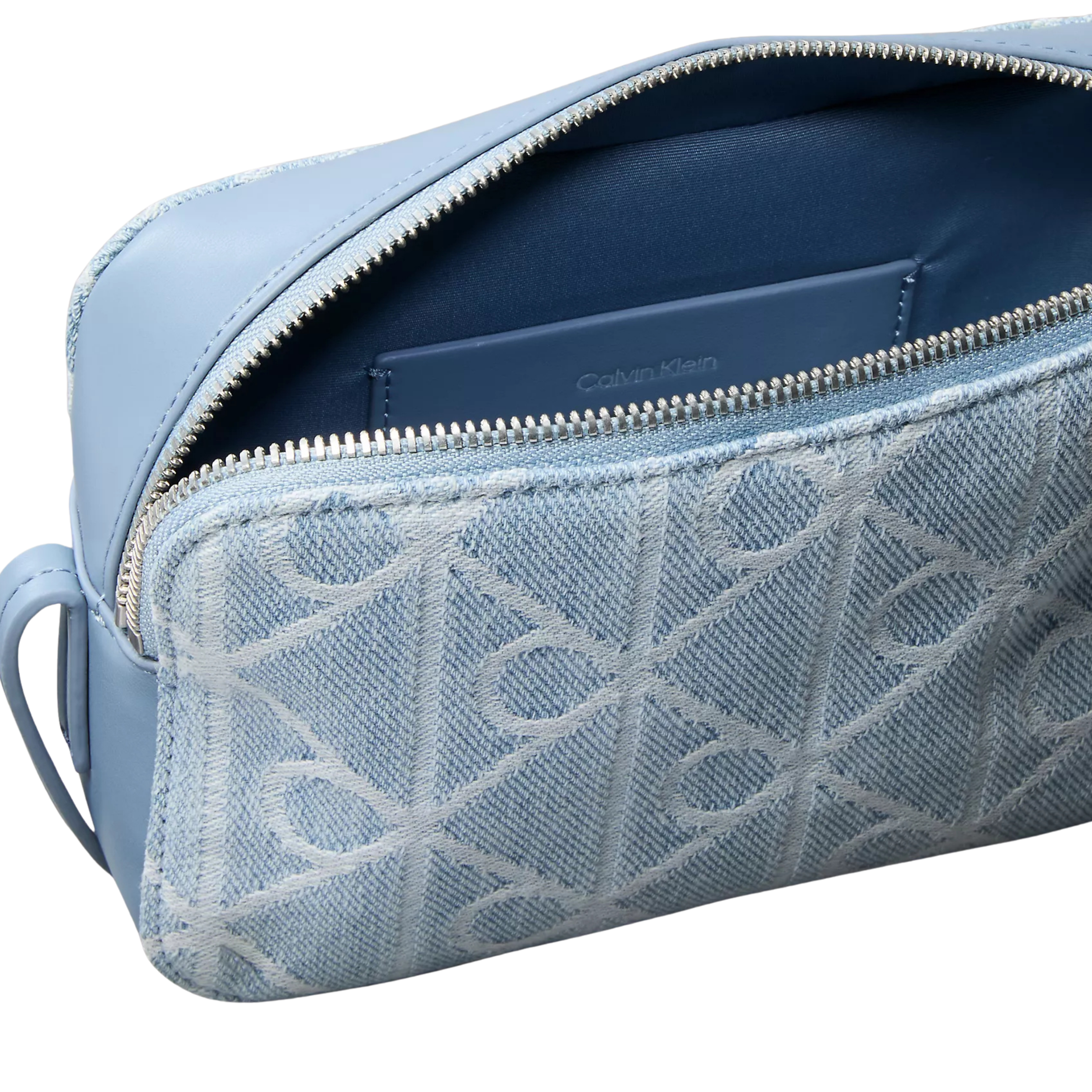 Calvin Klein Women Allover Emblem Logo Denim Camera Bag - Denim Light Wash