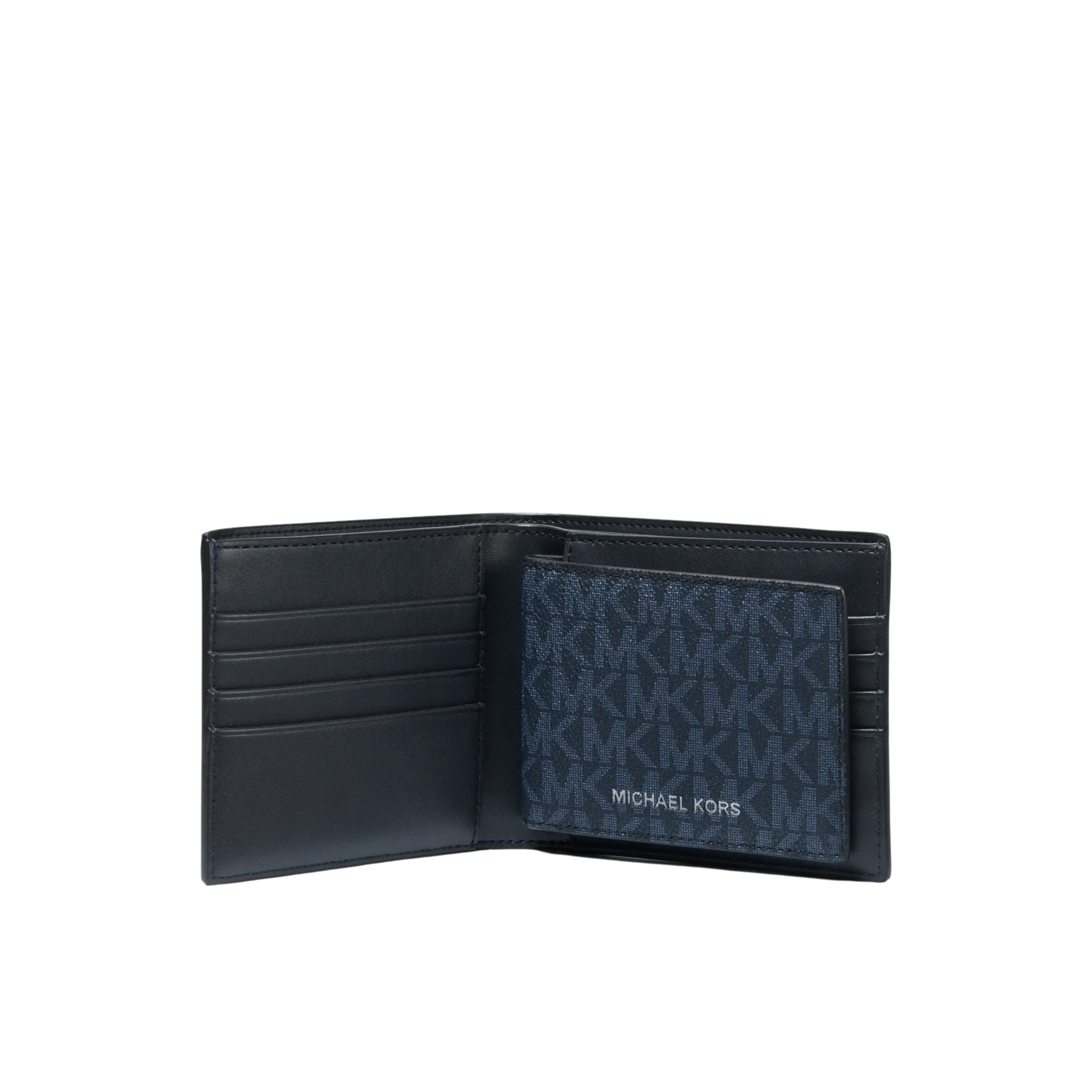 Michael Kors Men Cooper Logo Billfold Wallet With Passcase - Blue Black
