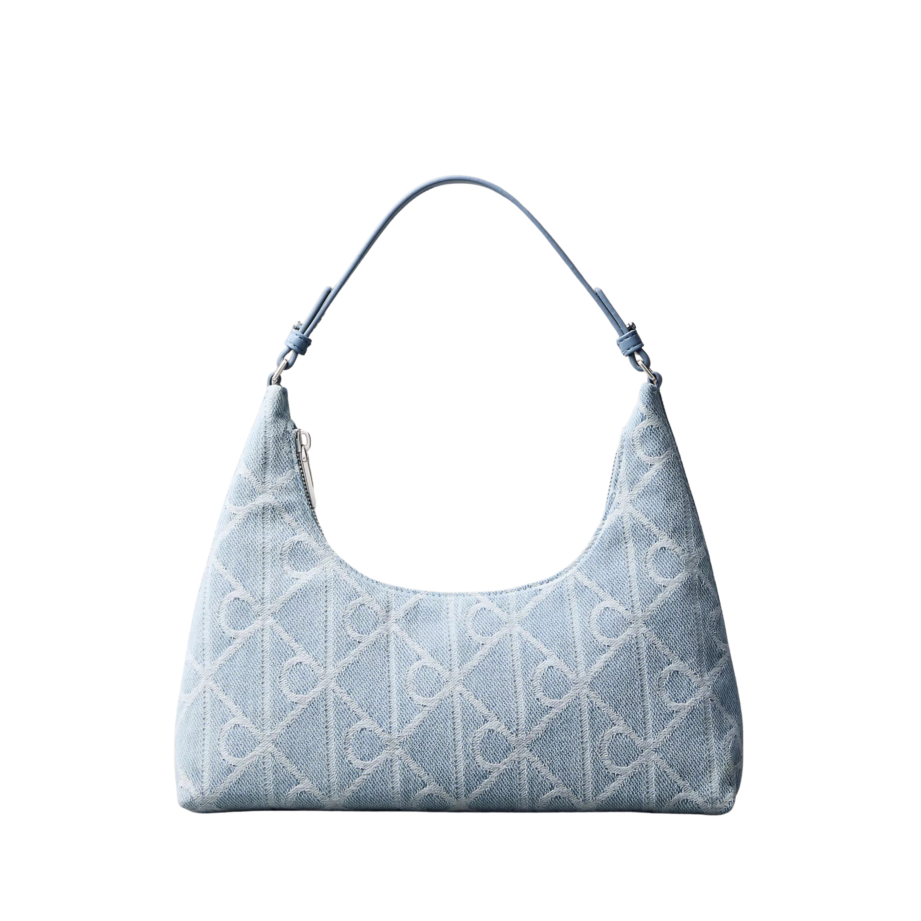 Calvin Klein Women Allover Emblem Logo Denim Shoulder Bag - Denim Light Wash