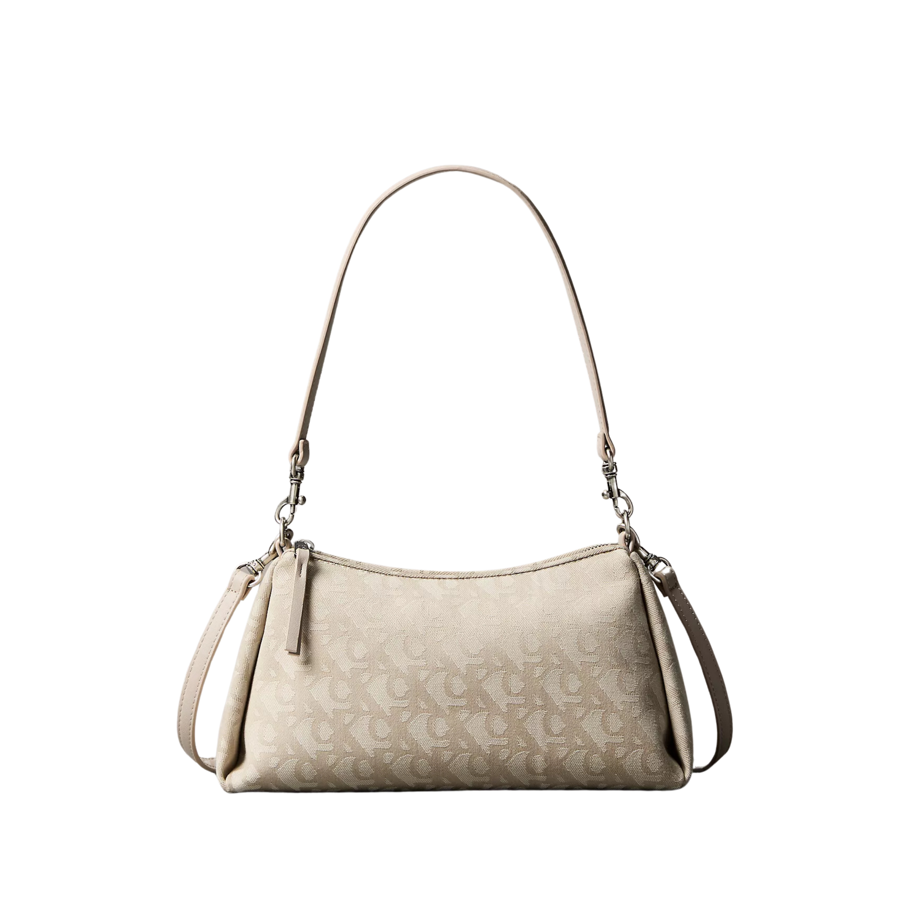 Calvin Klein Women Pleat Monogram Logo Shoulder Bag - Natural AOP