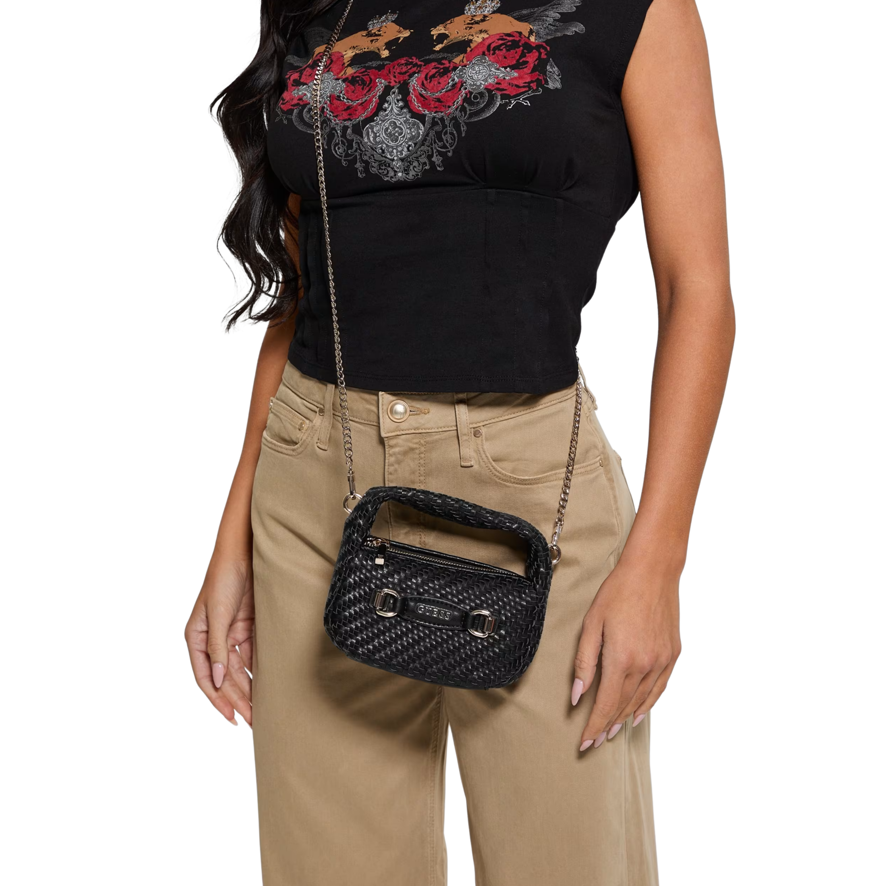 Guess Women Francy Mini Hobo - Black