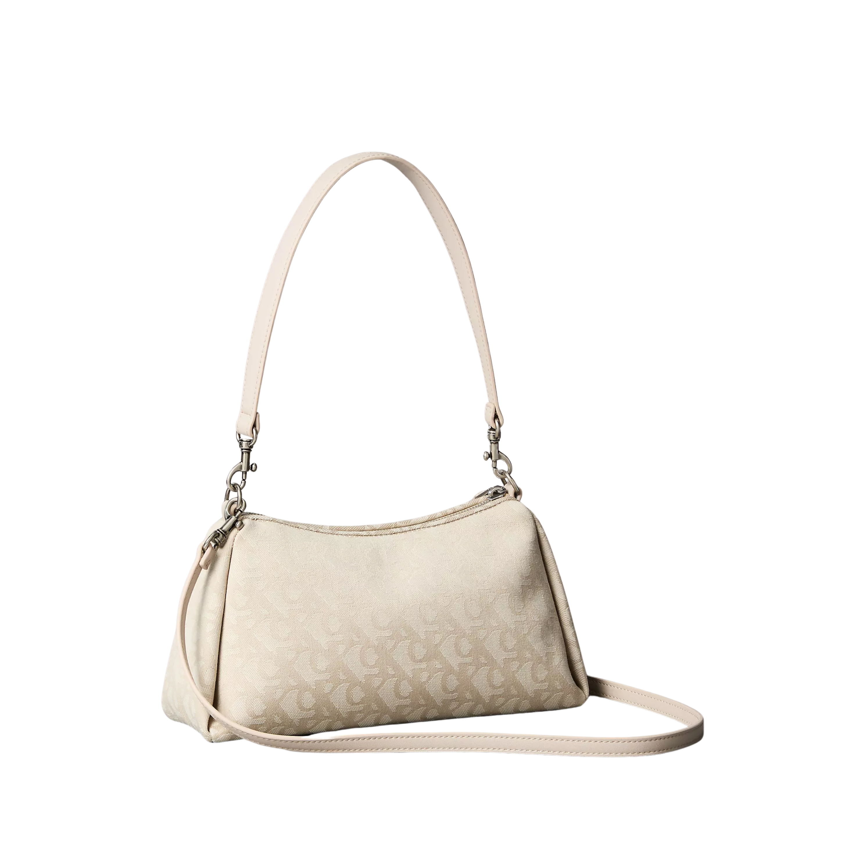 Calvin Klein Women Pleat Monogram Logo Shoulder Bag - Natural AOP