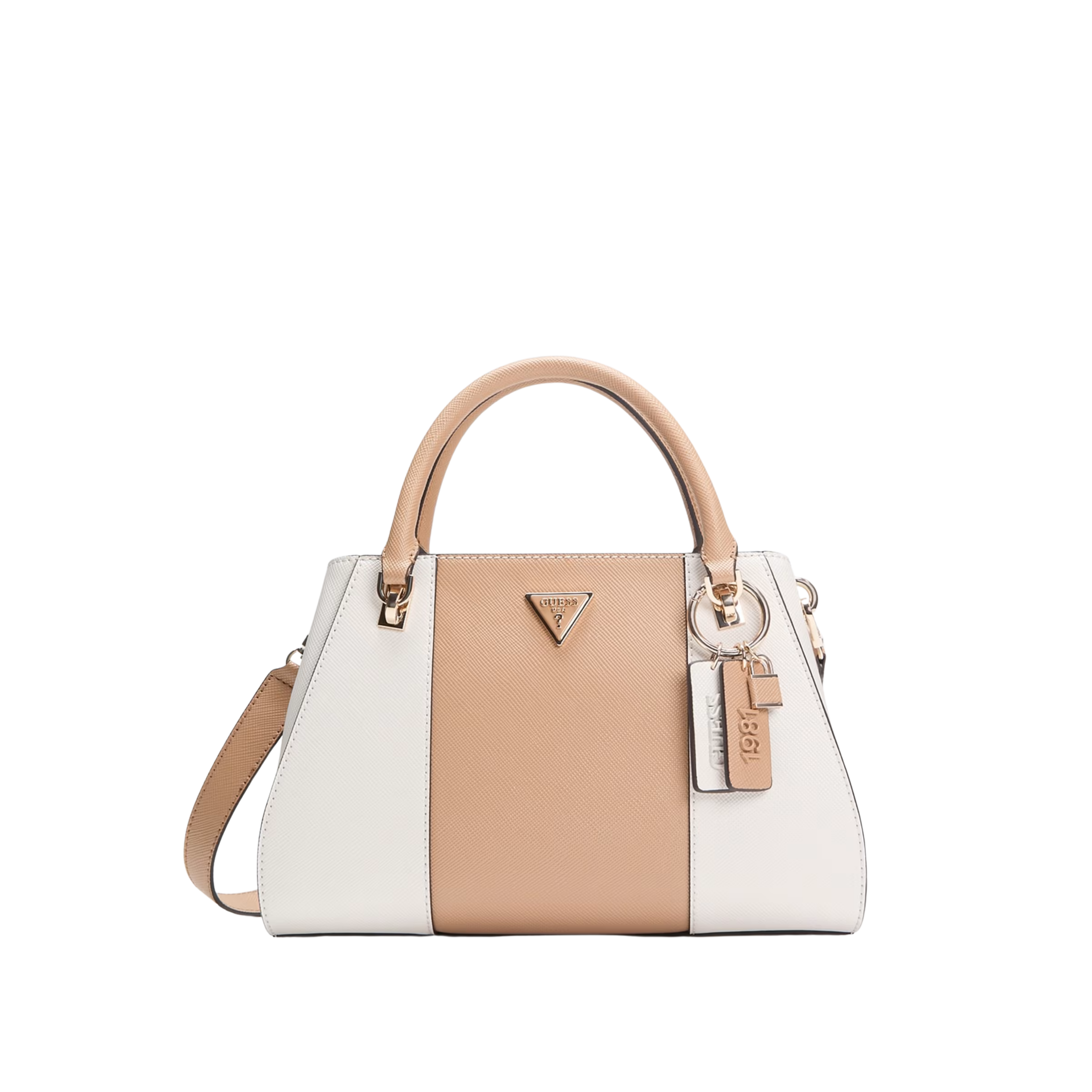 Guess Women Noelle Saffiano Handbag - Off white Beige