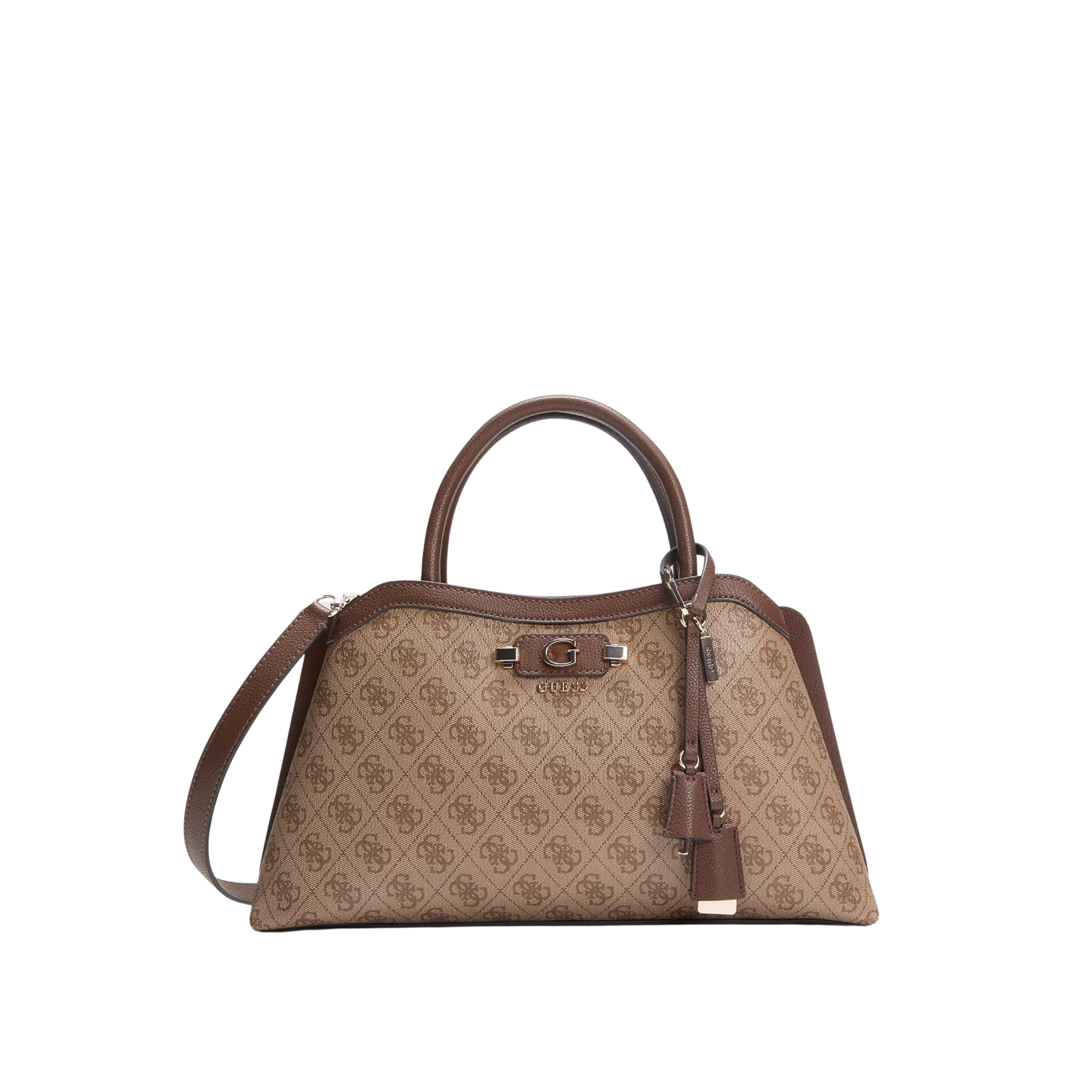 Guess Women Lindsey Satchel Bag - Latte Logo