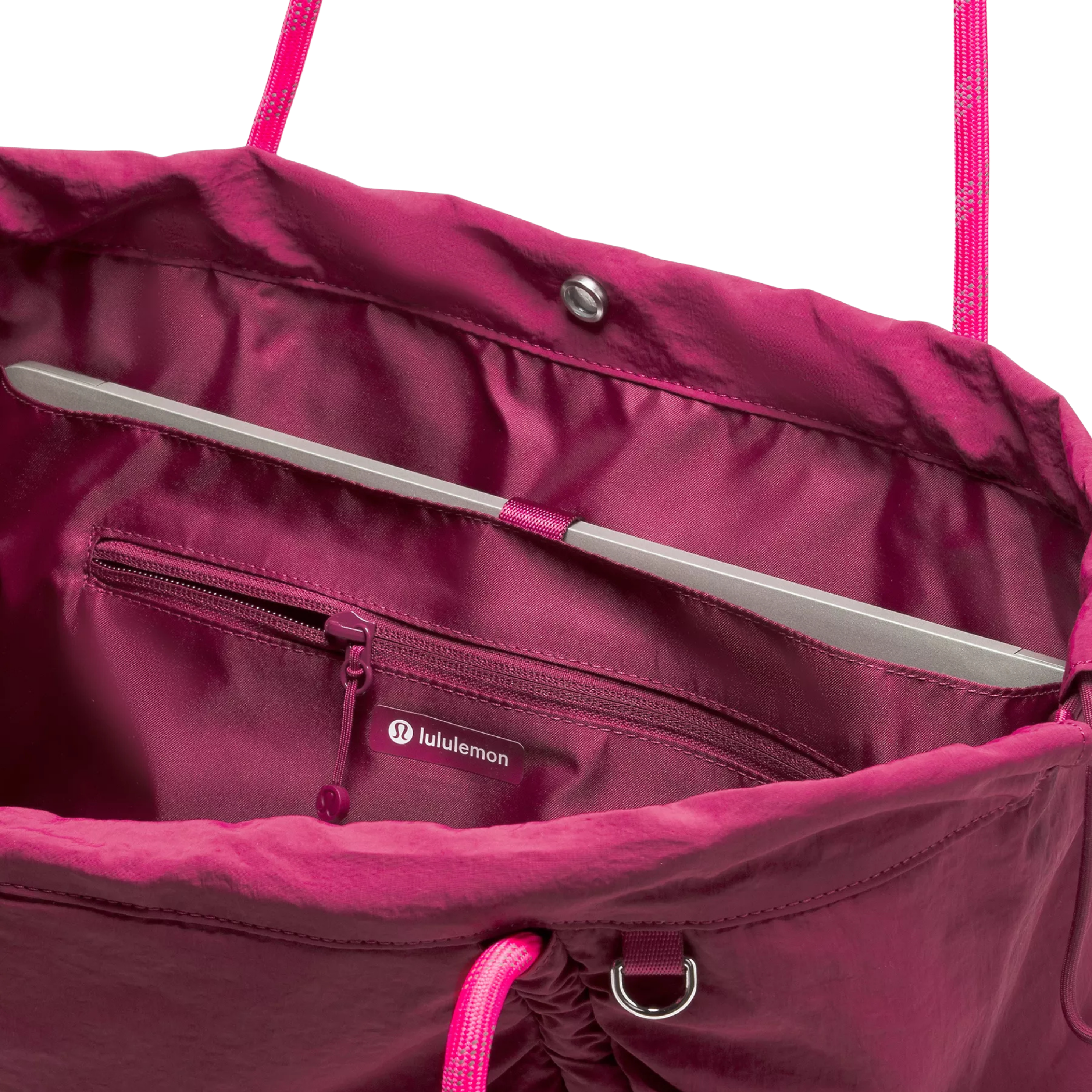 Lululemon Ruched Tote Bag 24L - Raspberry Rave Flamingo Fun Silver