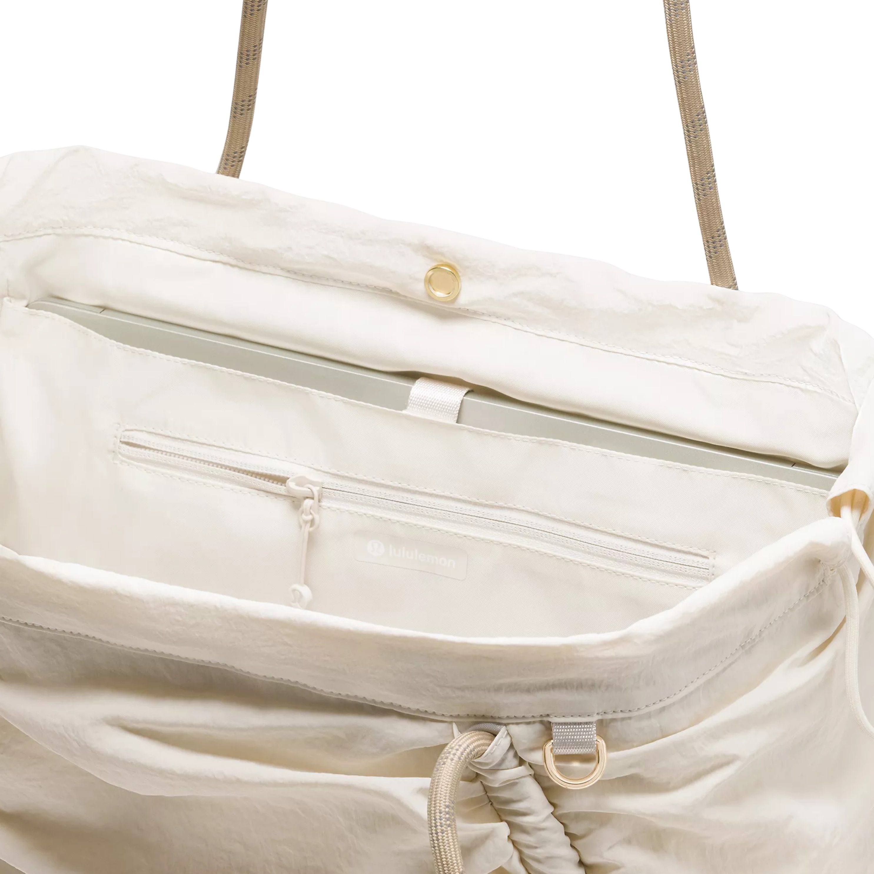 Lululemon Ruched Tote Bag 24L - Light Ivory Wacky Khaki Gold