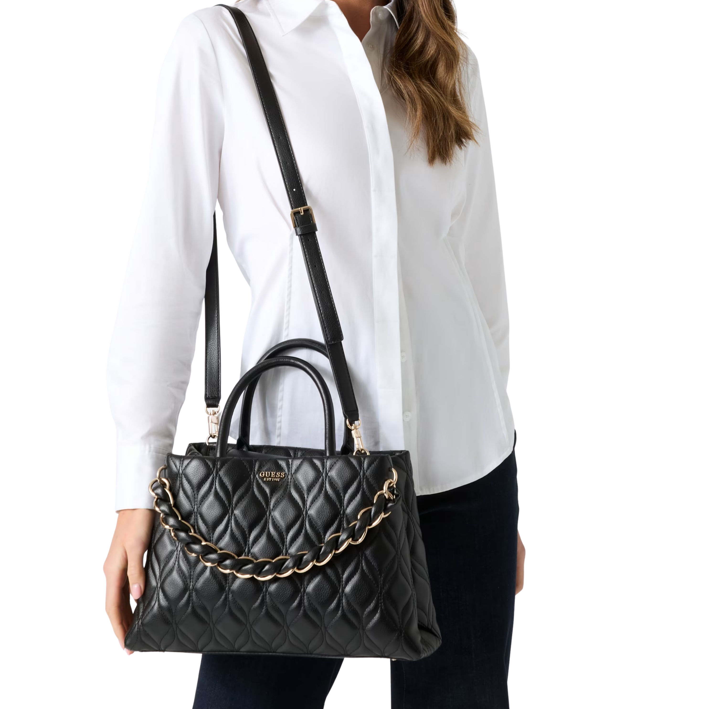 Guess Women Maxine Satchel Bag - Black