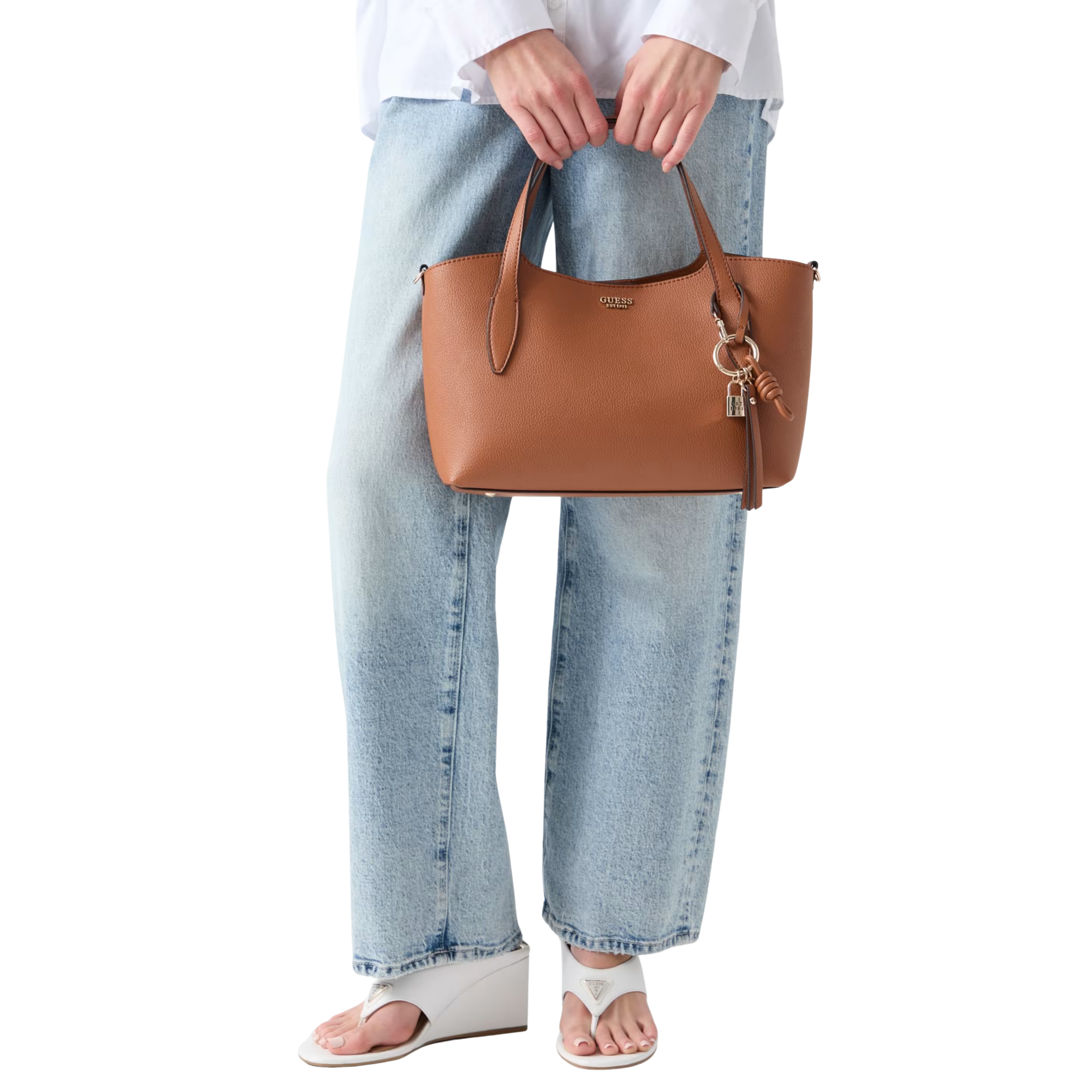 Guess Women Melody Satchel Bag - Brown