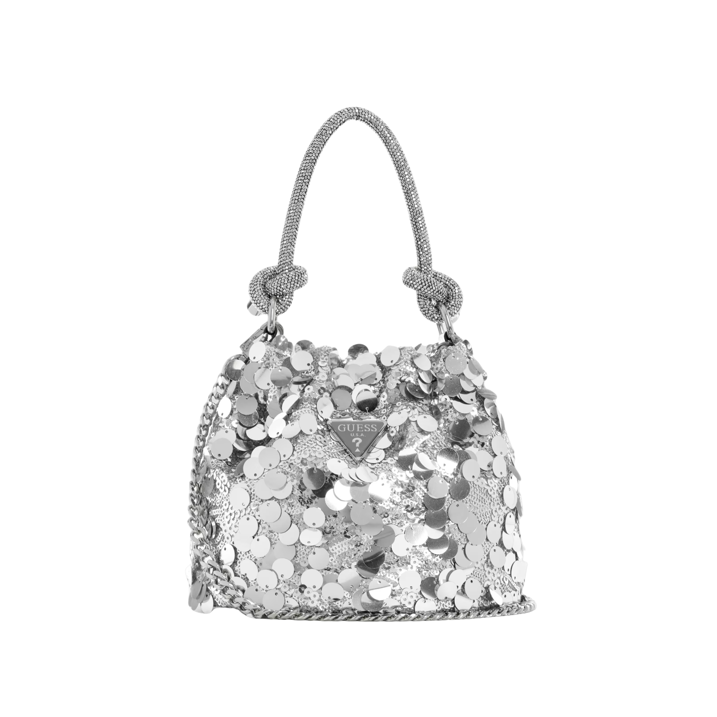 Guess Women Holiday Shine Top Handle Pouch - Silver