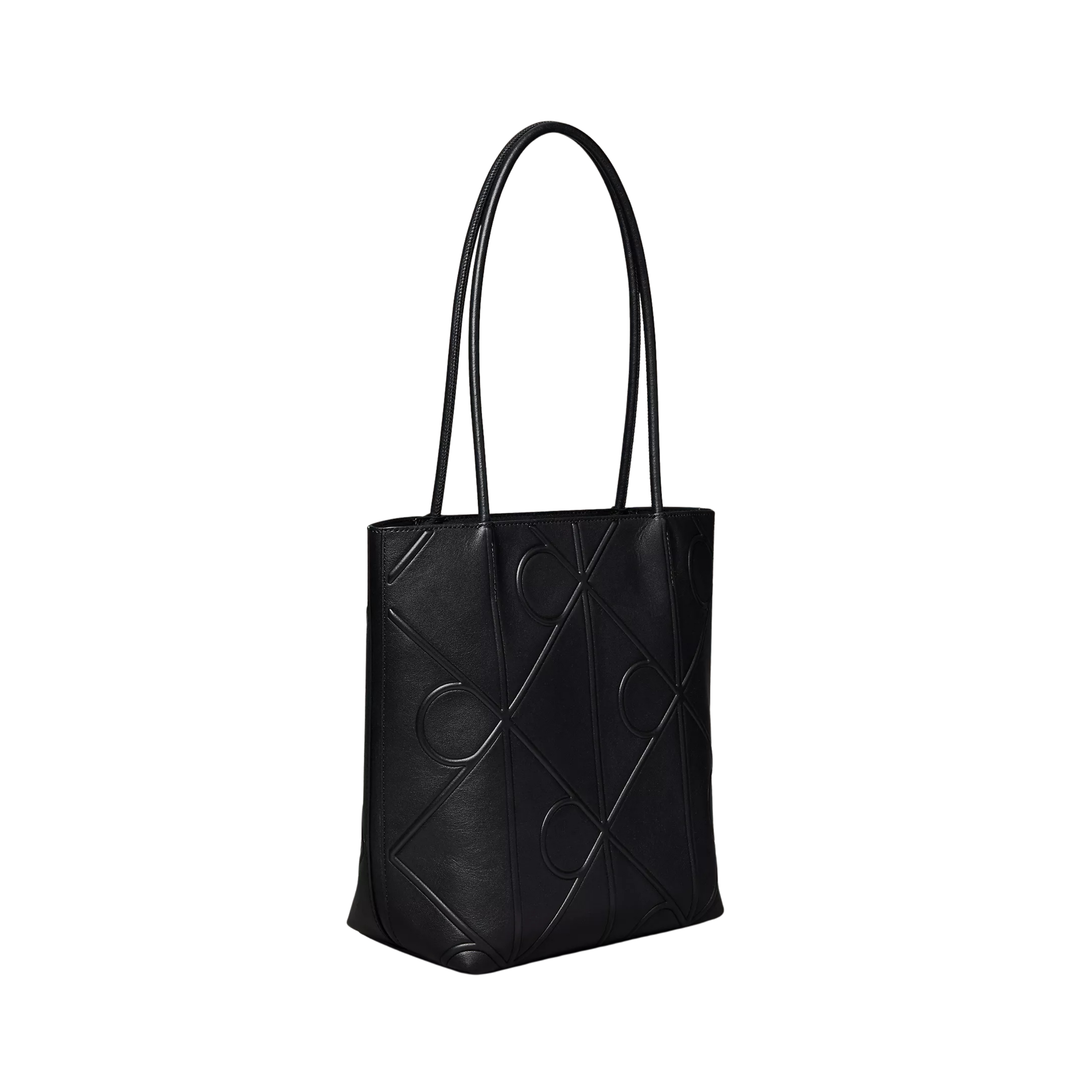 Calvin Klein Women Embossed Emblem Logo Small Tote Bag - Black