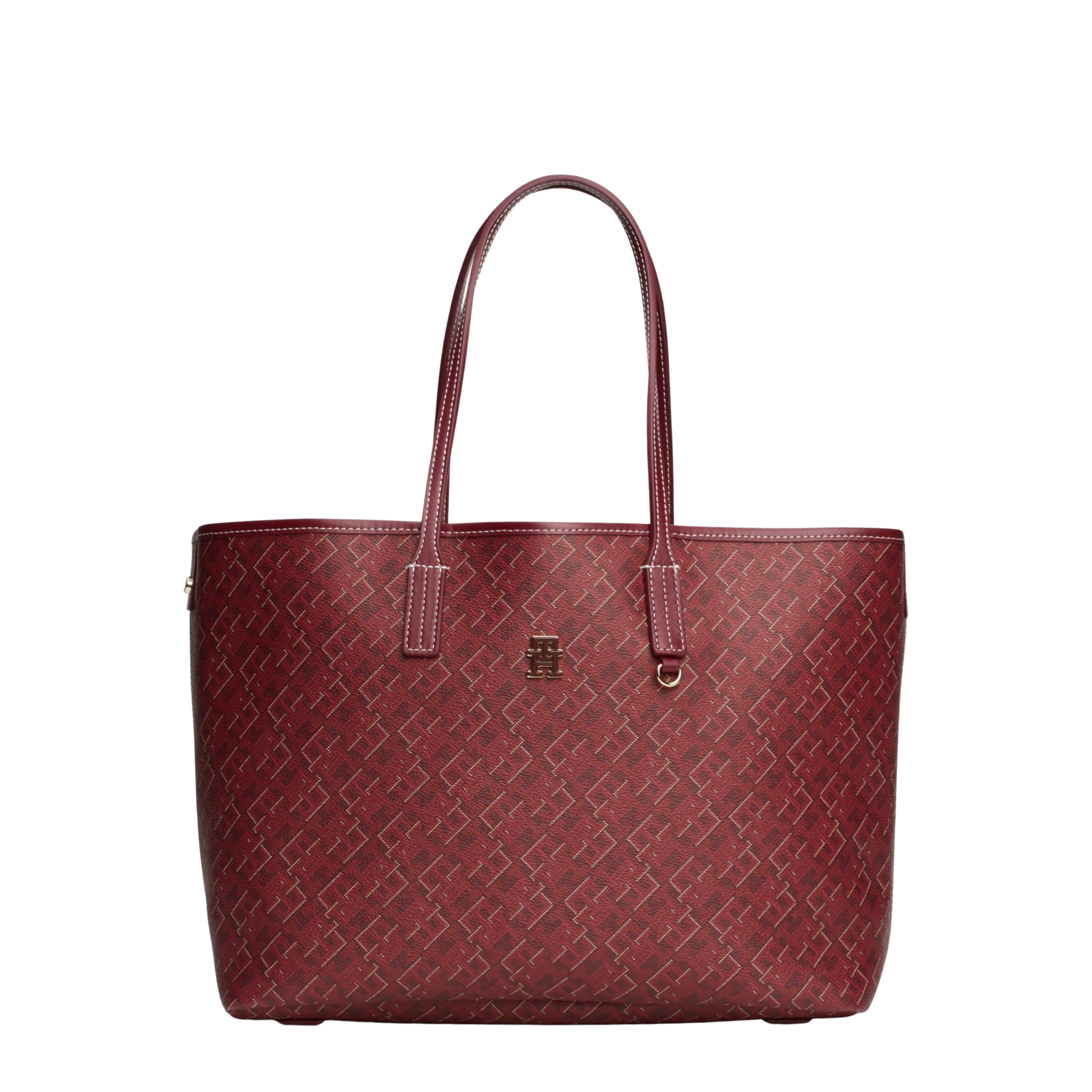 Tommy Hilfiger Women Monogram Leather Tote - Rouge