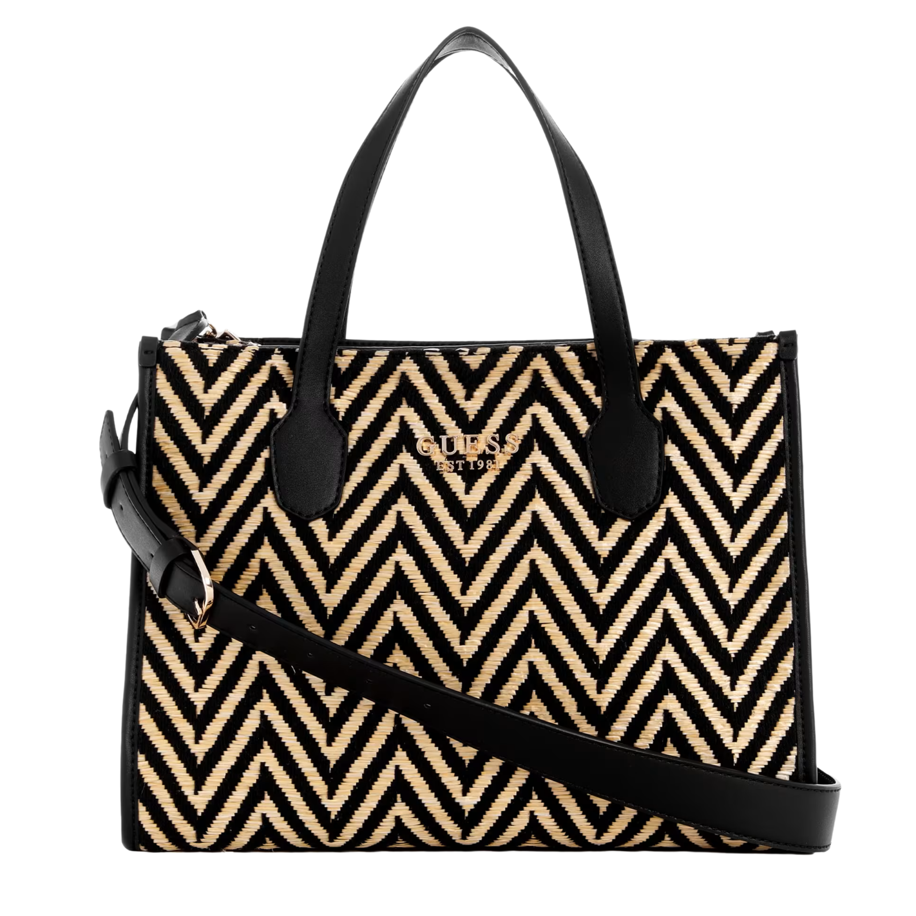 Guess Women Silvana Chevron Tote - Black