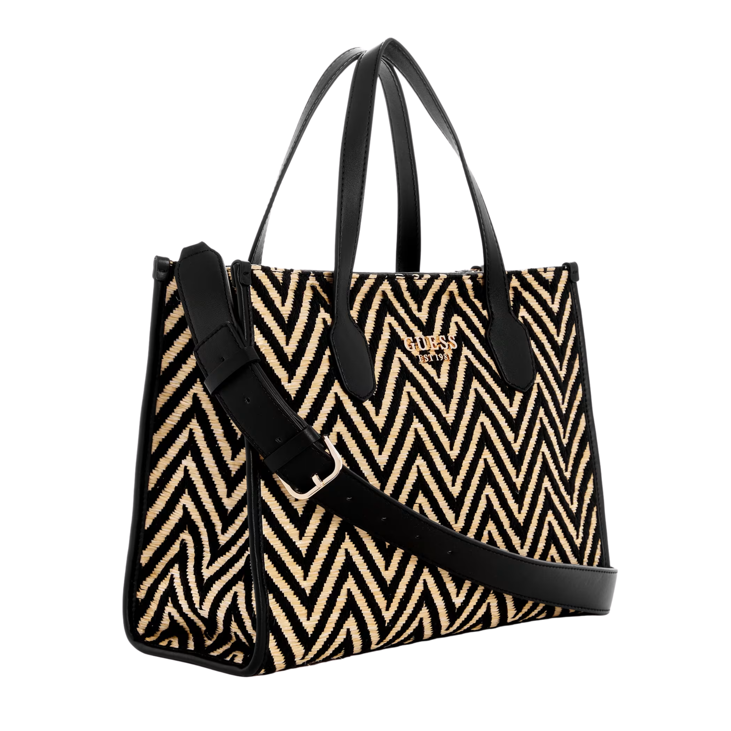 Guess Women Silvana Chevron Tote - Black