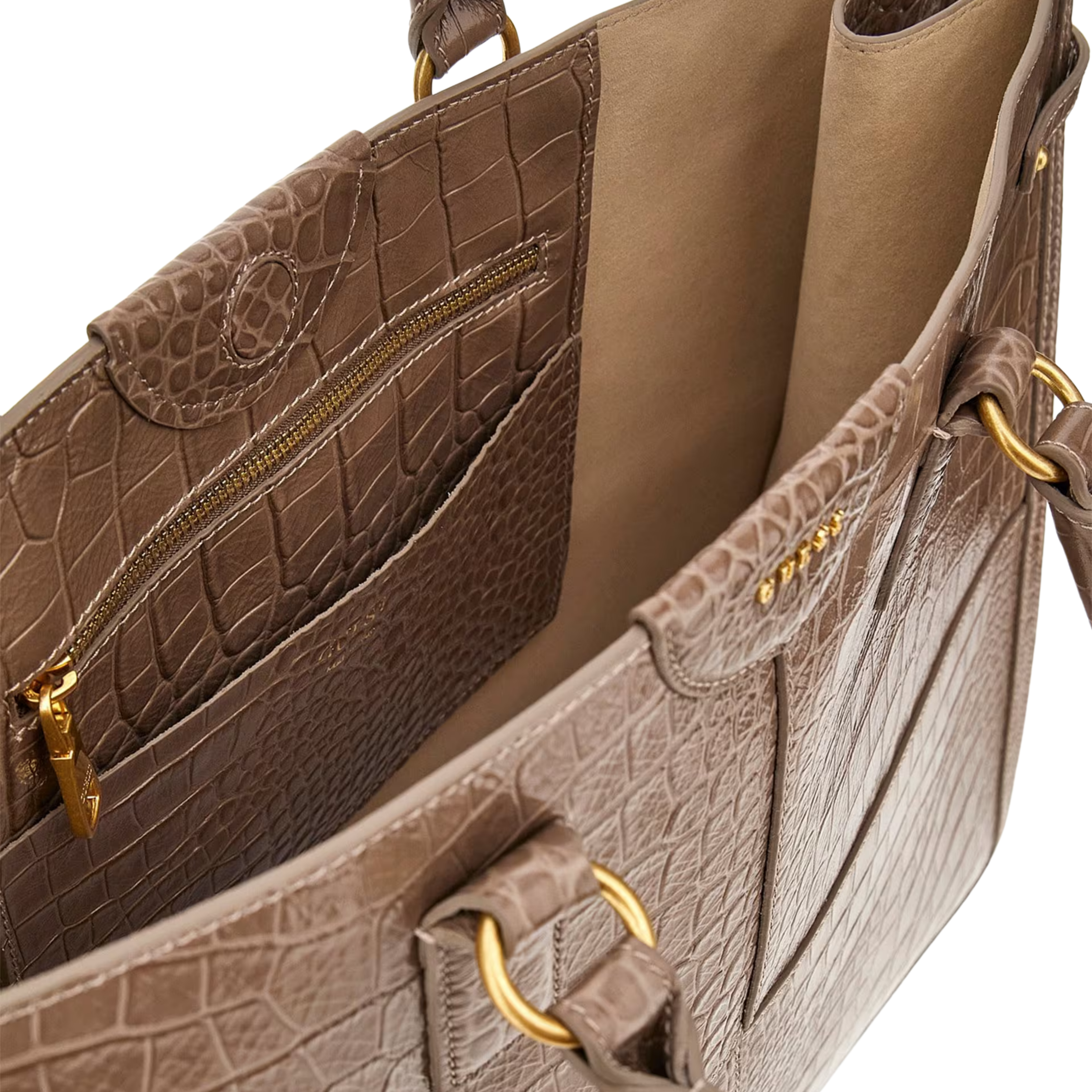 Guess Women Isa Crocodile Embossed Leather Tote - Light Taupe
