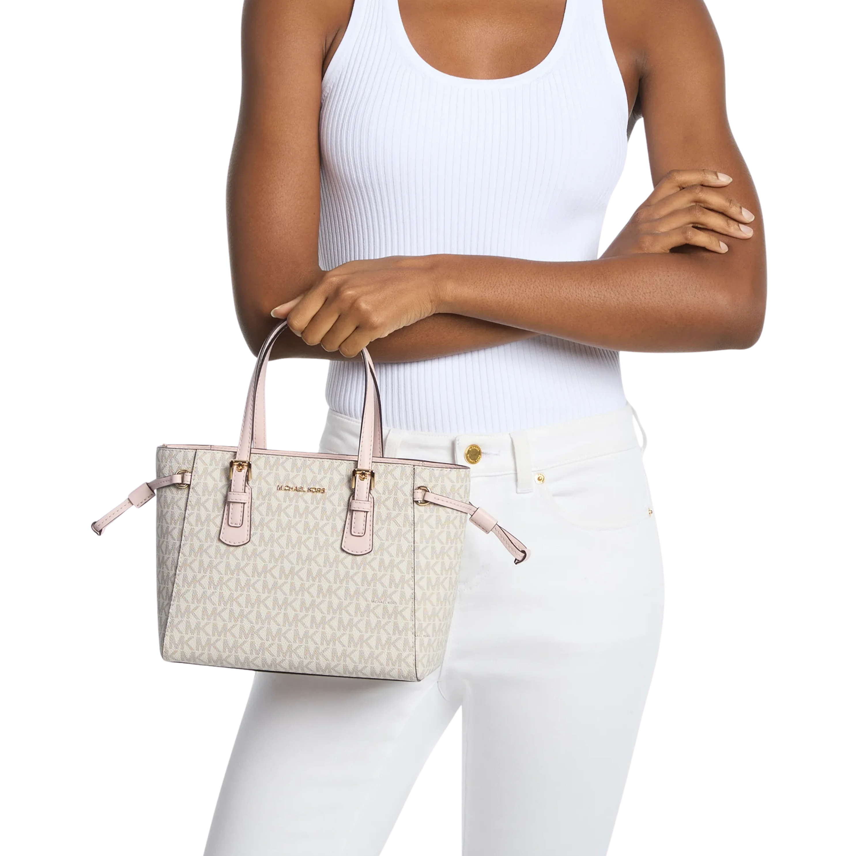 Michael Kors Women Voyager Extra Small Signature Logo Convertible Crossbody Bag - Pwd Blsh Mlt