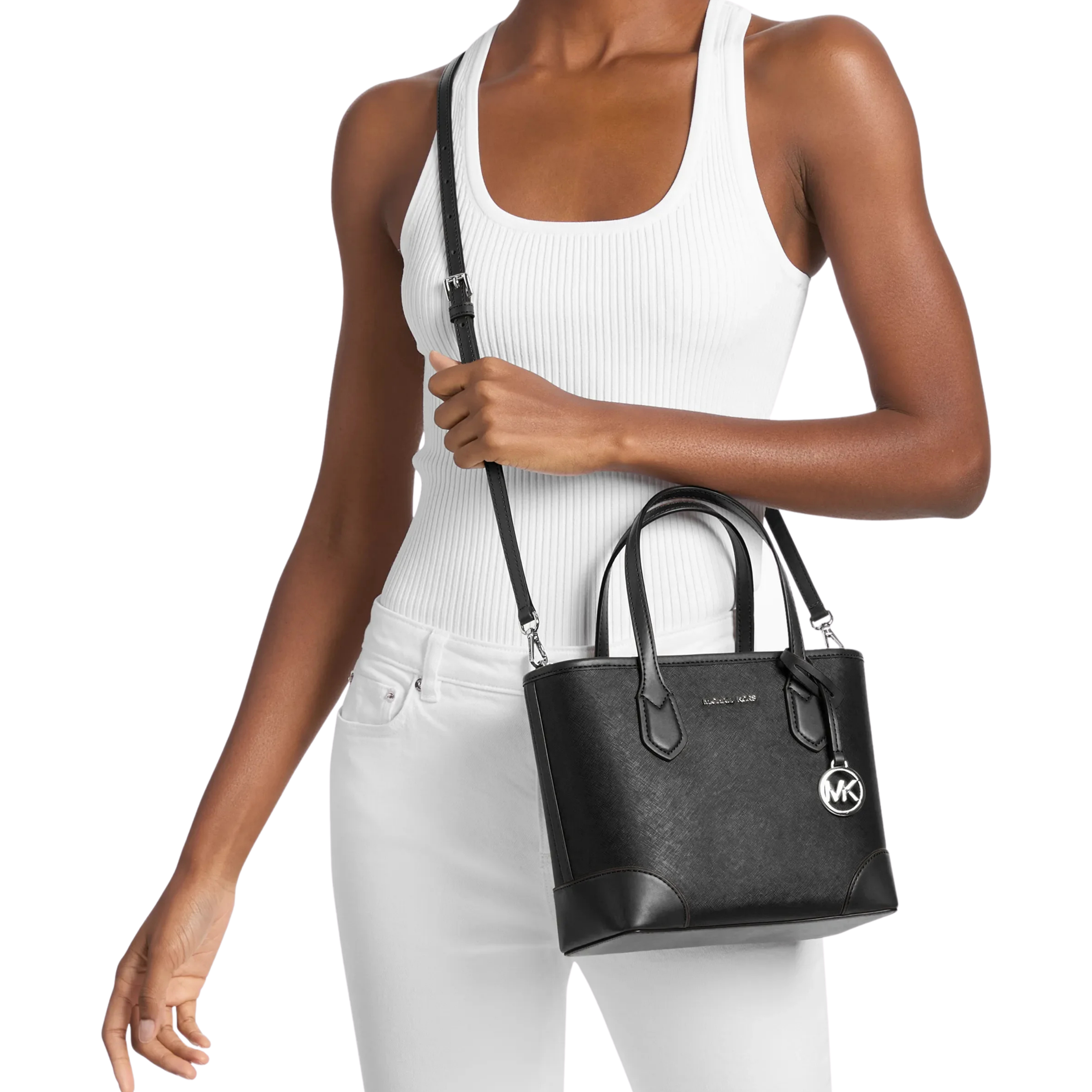 Michael Kors Women Eva Extra Small Saffiano Leather Convertible Tote Bag - Black