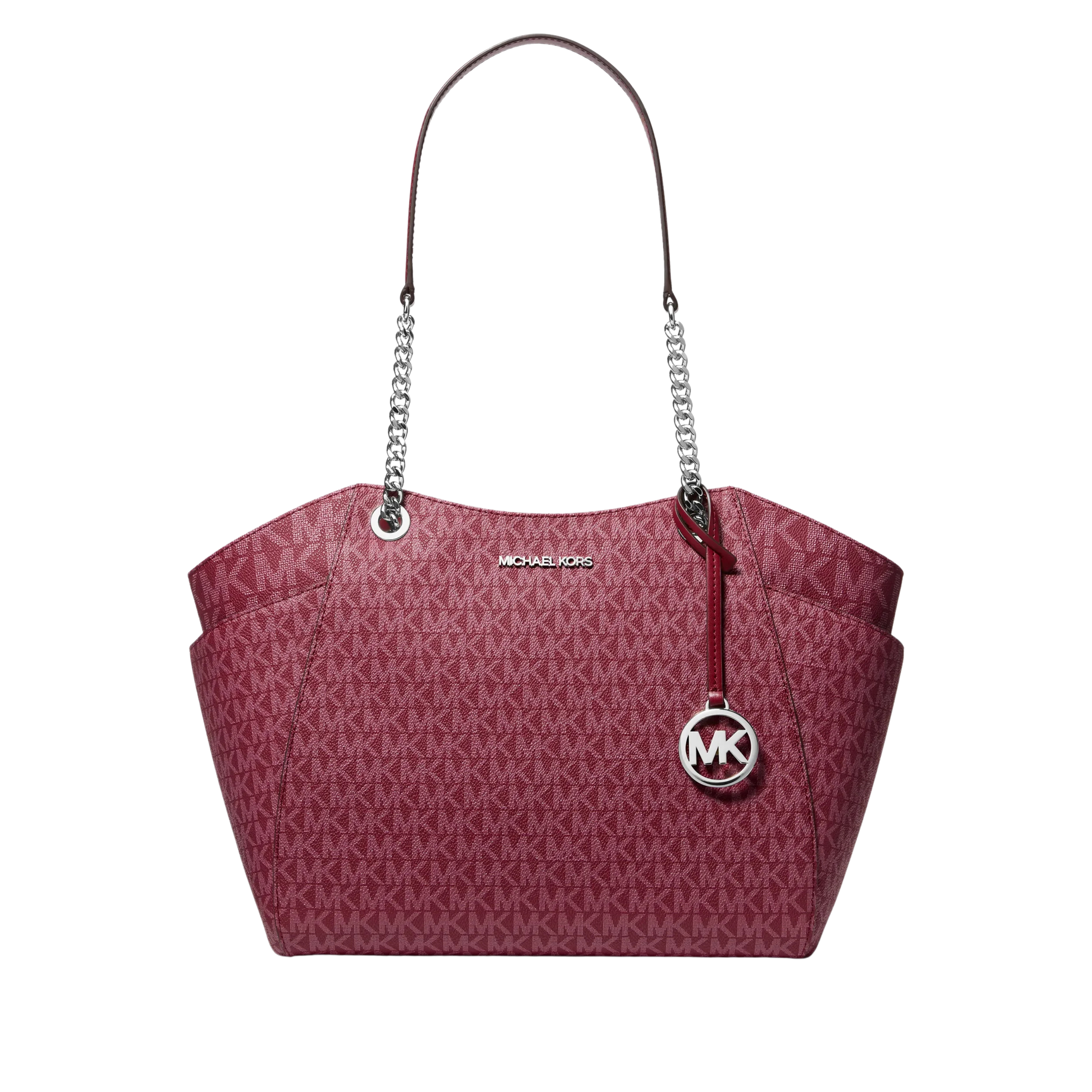 Michael Kors Women Jet Set Large Signature Logo Shoulder Bag - Maroon