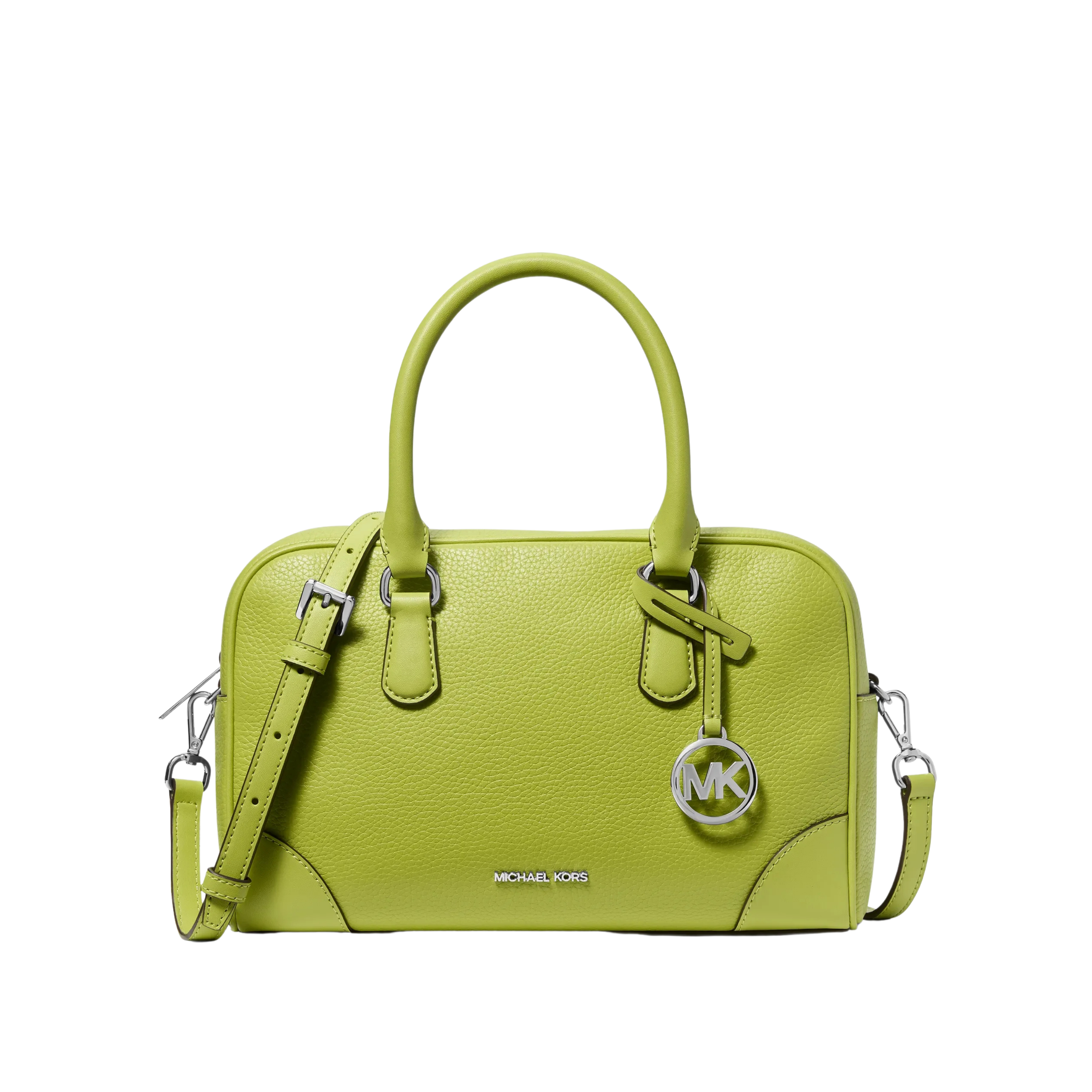 Michael Kors Women Thompson Medium Pebbled Leather Satchel - Lime
