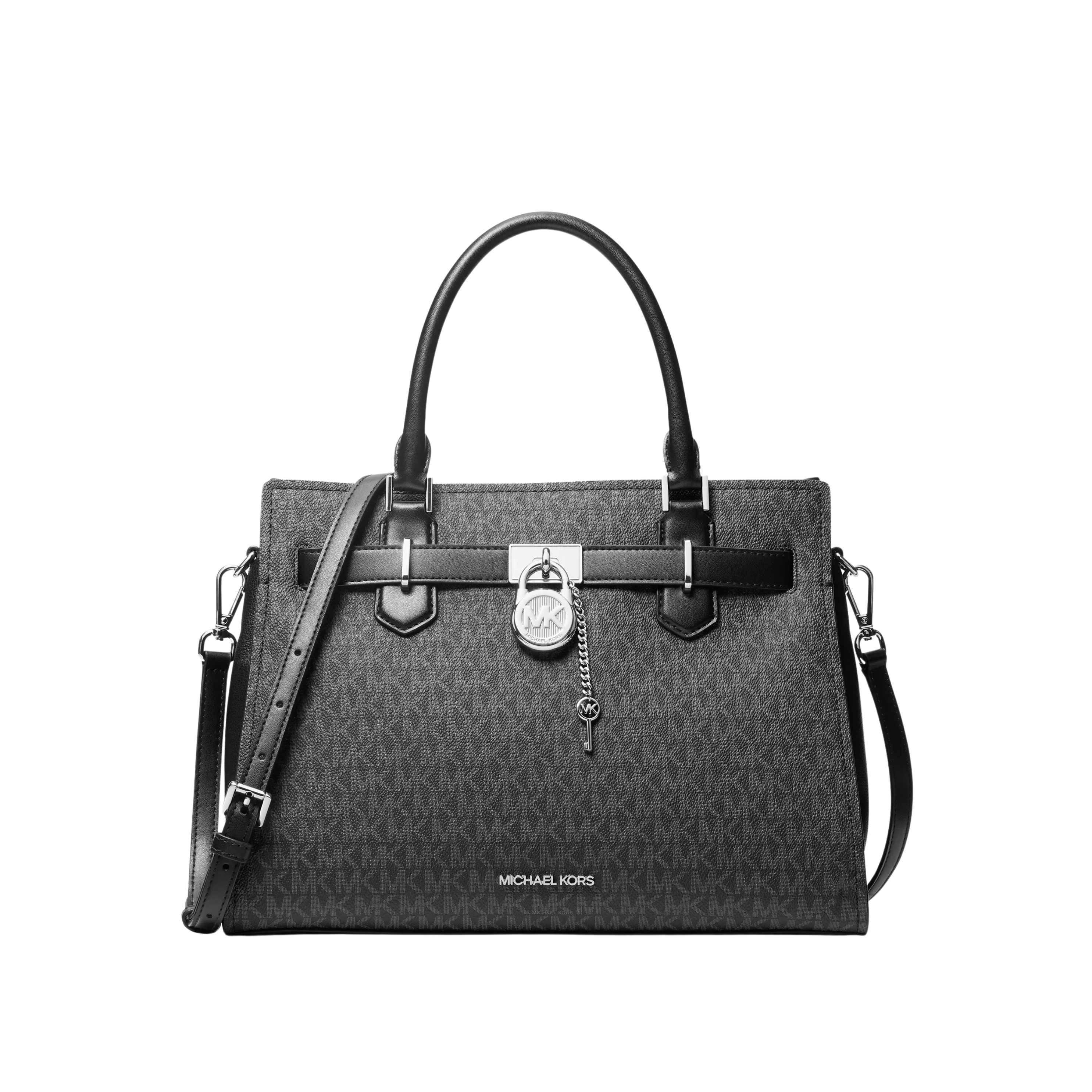 Michael Kors Women  Hamilton Medium Signature Logo Satchel - Black