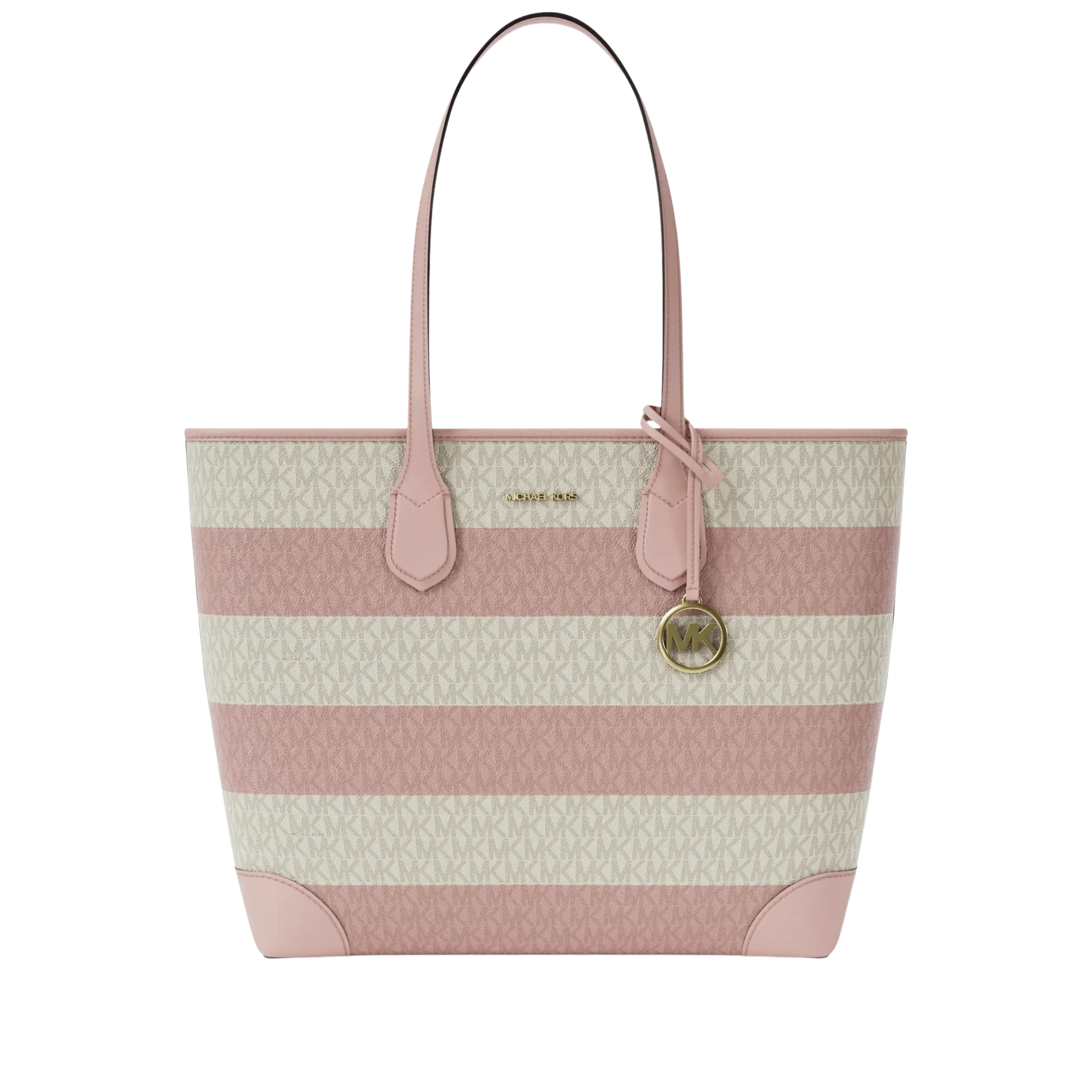Michael Kors Women Eva Large Striped Signature Logo Tote Bag - Powder Blush