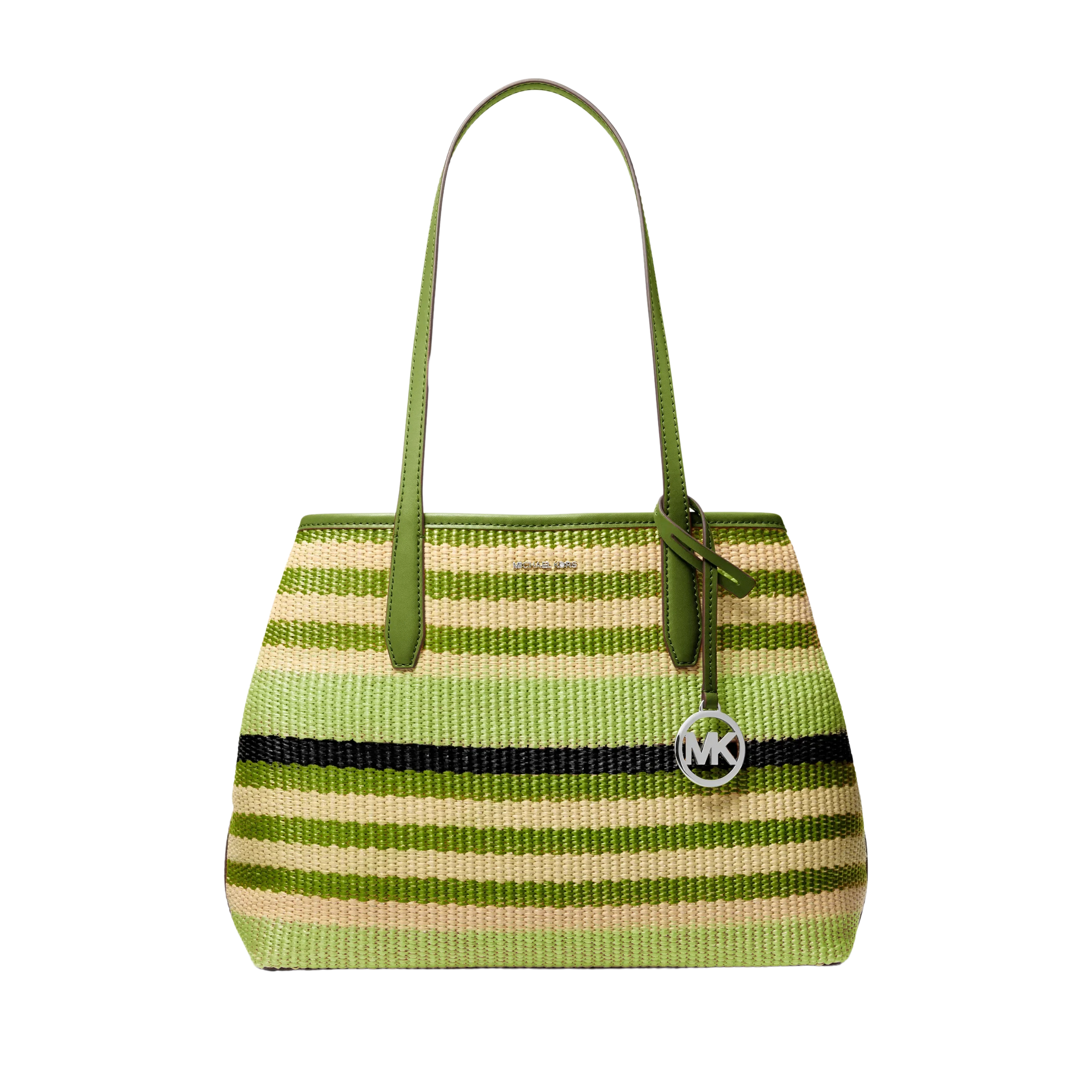 Michael Kors Women Avalon Medium Striped Woven Tote Bag - Lime