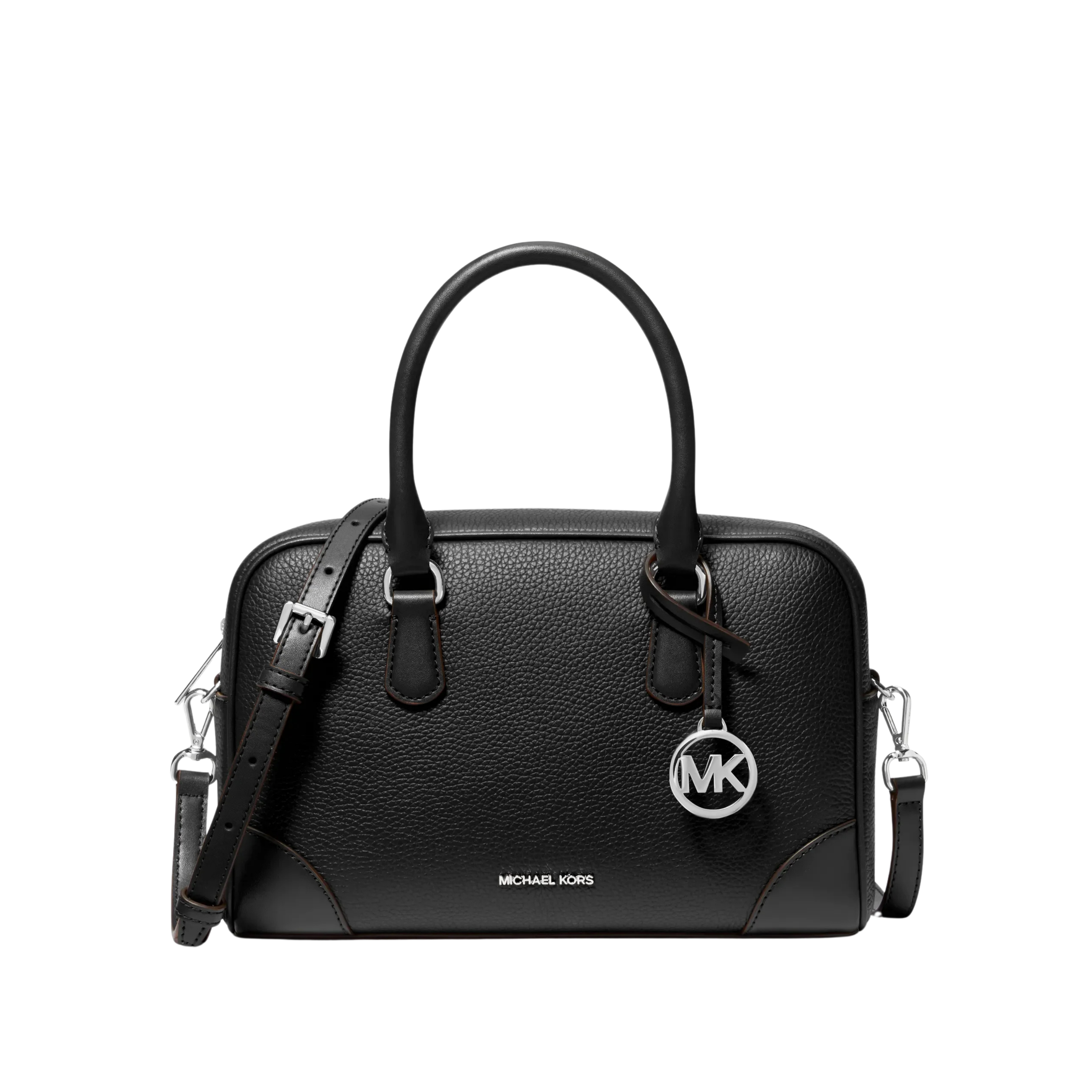 Michael Kors Women Thompson Medium Pebbled Leather Satchel - Black