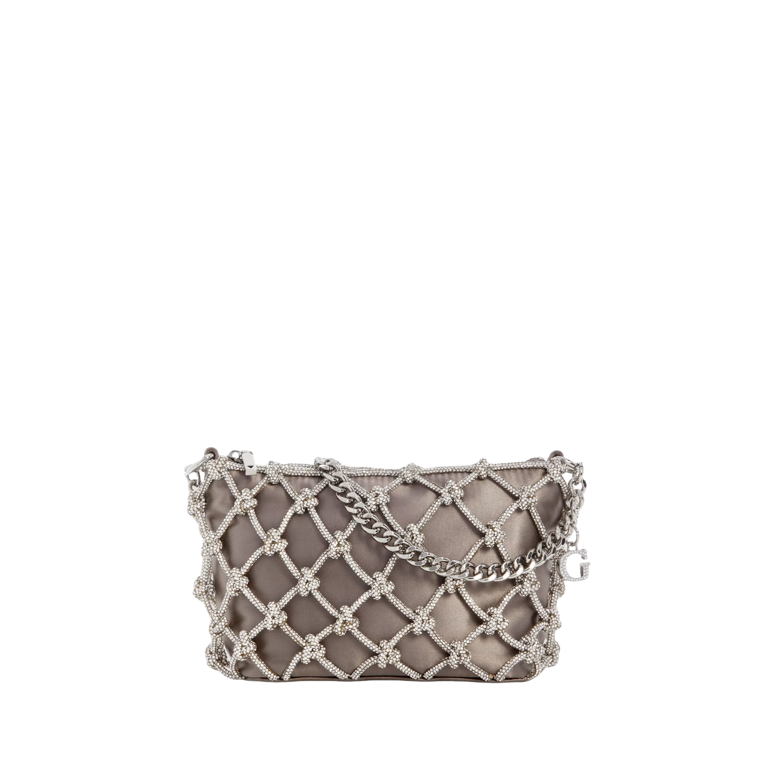 Guess Women Zalina Top Zip Shoulder Bag - Silver