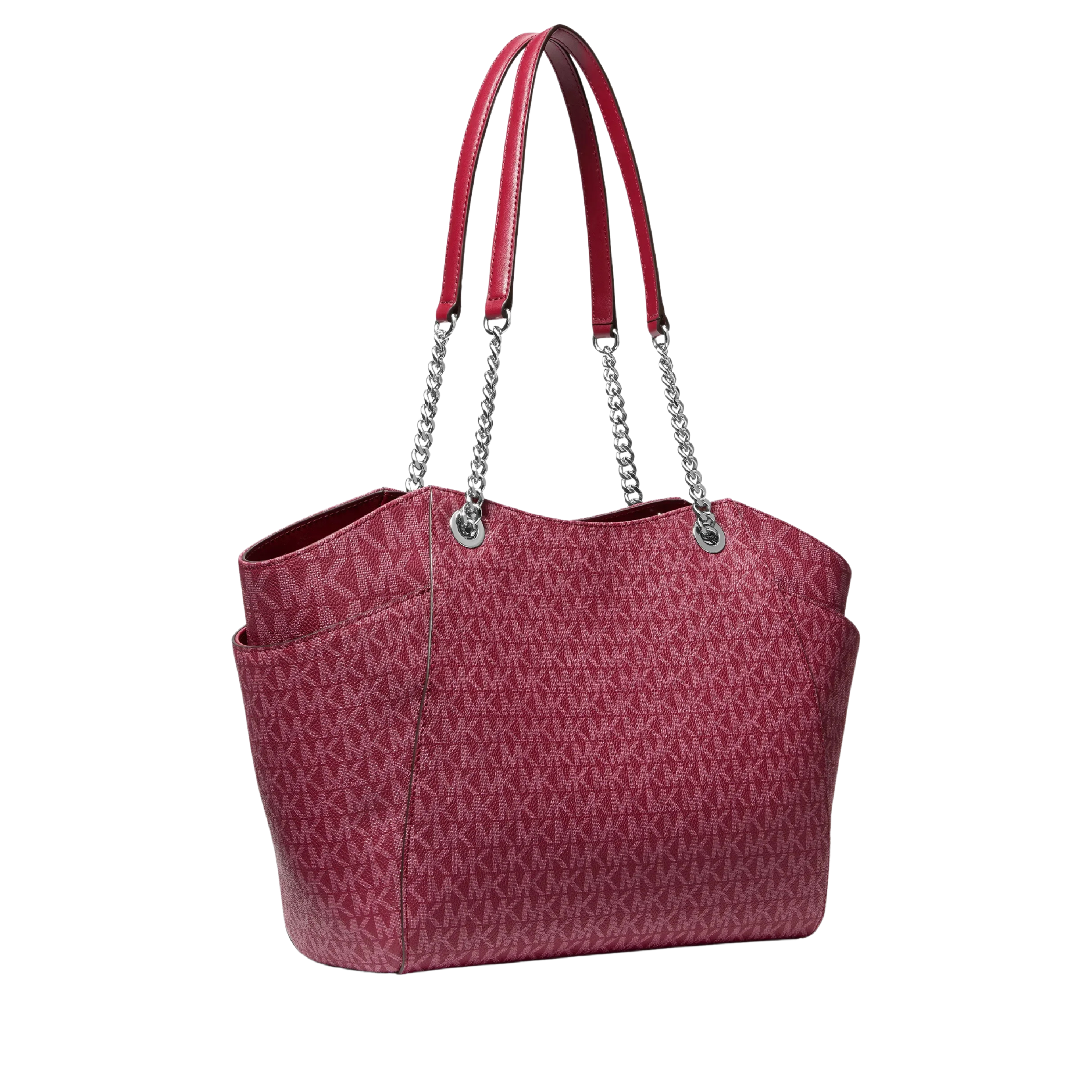 Michael Kors Women Jet Set Large Signature Logo Shoulder Bag - Maroon