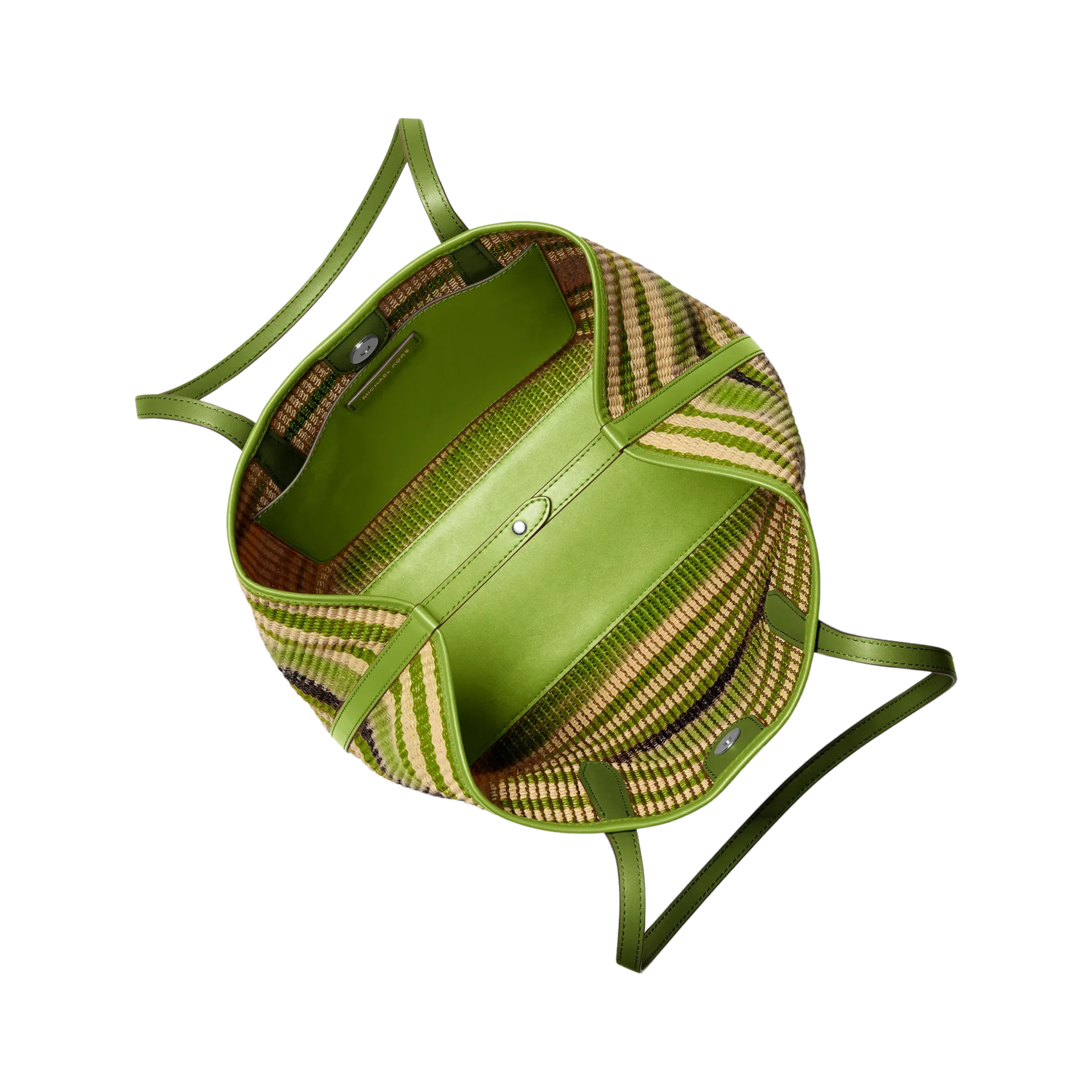 Michael Kors Women Avalon Medium Striped Woven Tote Bag - Lime