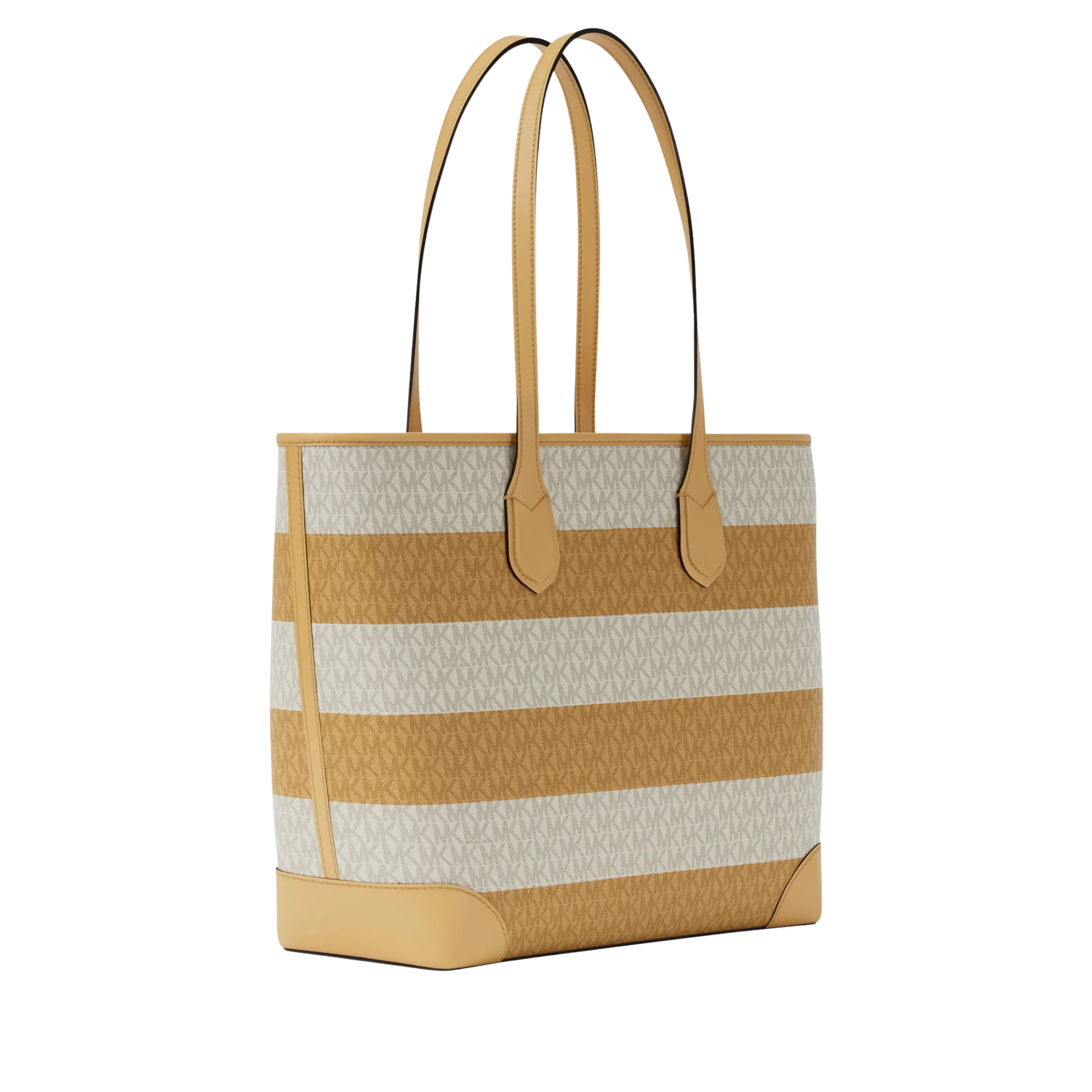 Michael Kors Women Eva Large Striped Signature Logo Tote Bag - Honeywheat
